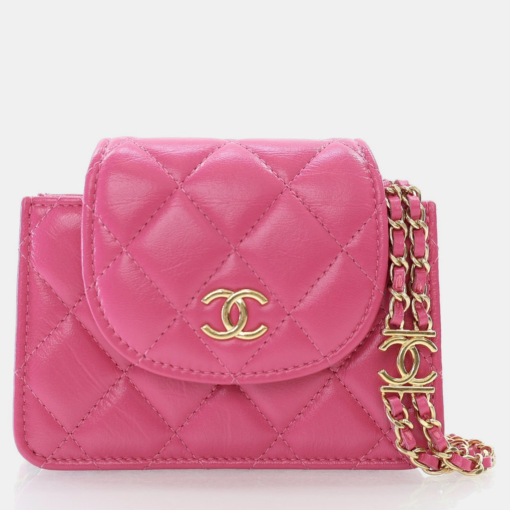 Chanel Flap Mini Pink Lambskin Clutch Bag