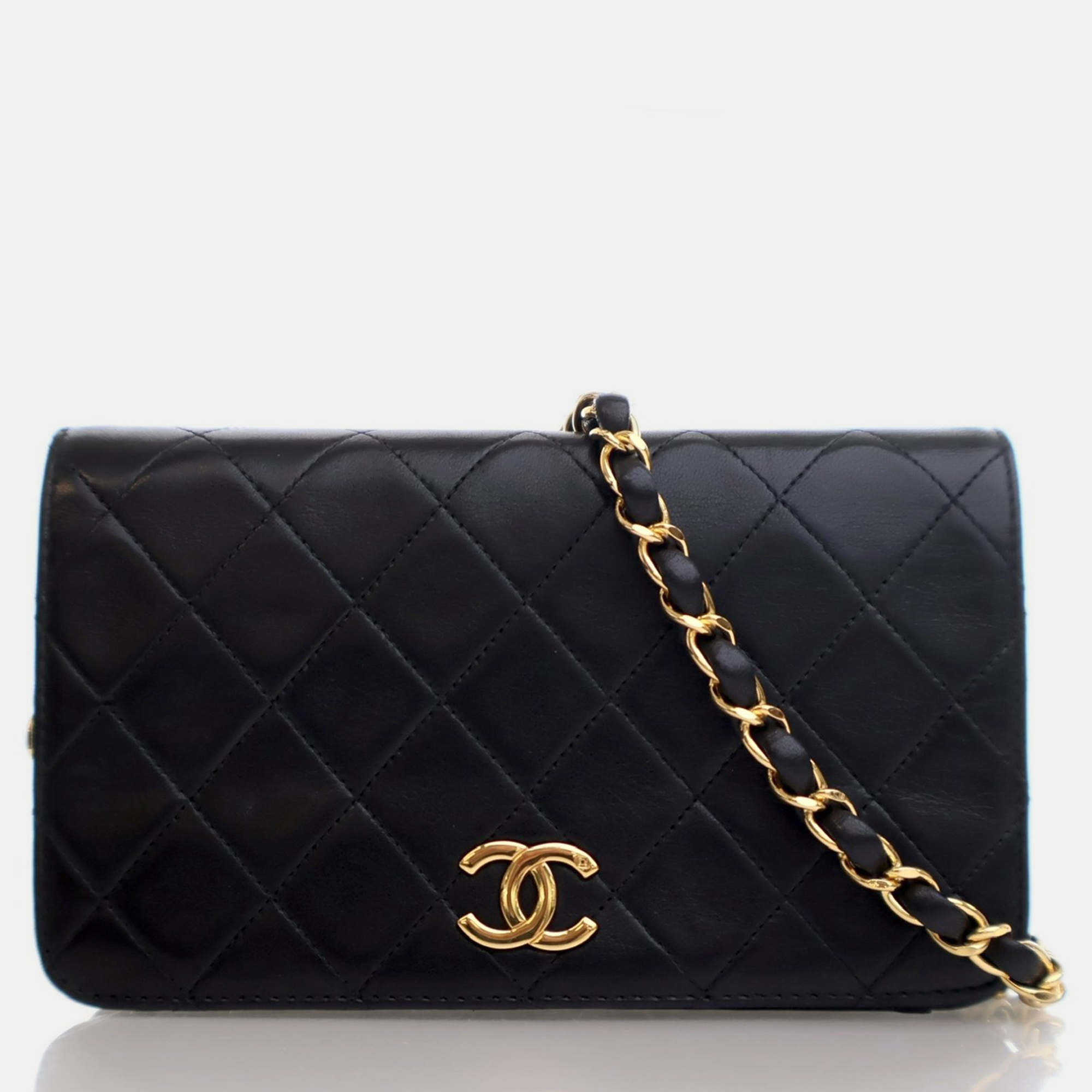 Chanel CC Full Flap Vintage Mini Black Lambskin Shoulder Bag