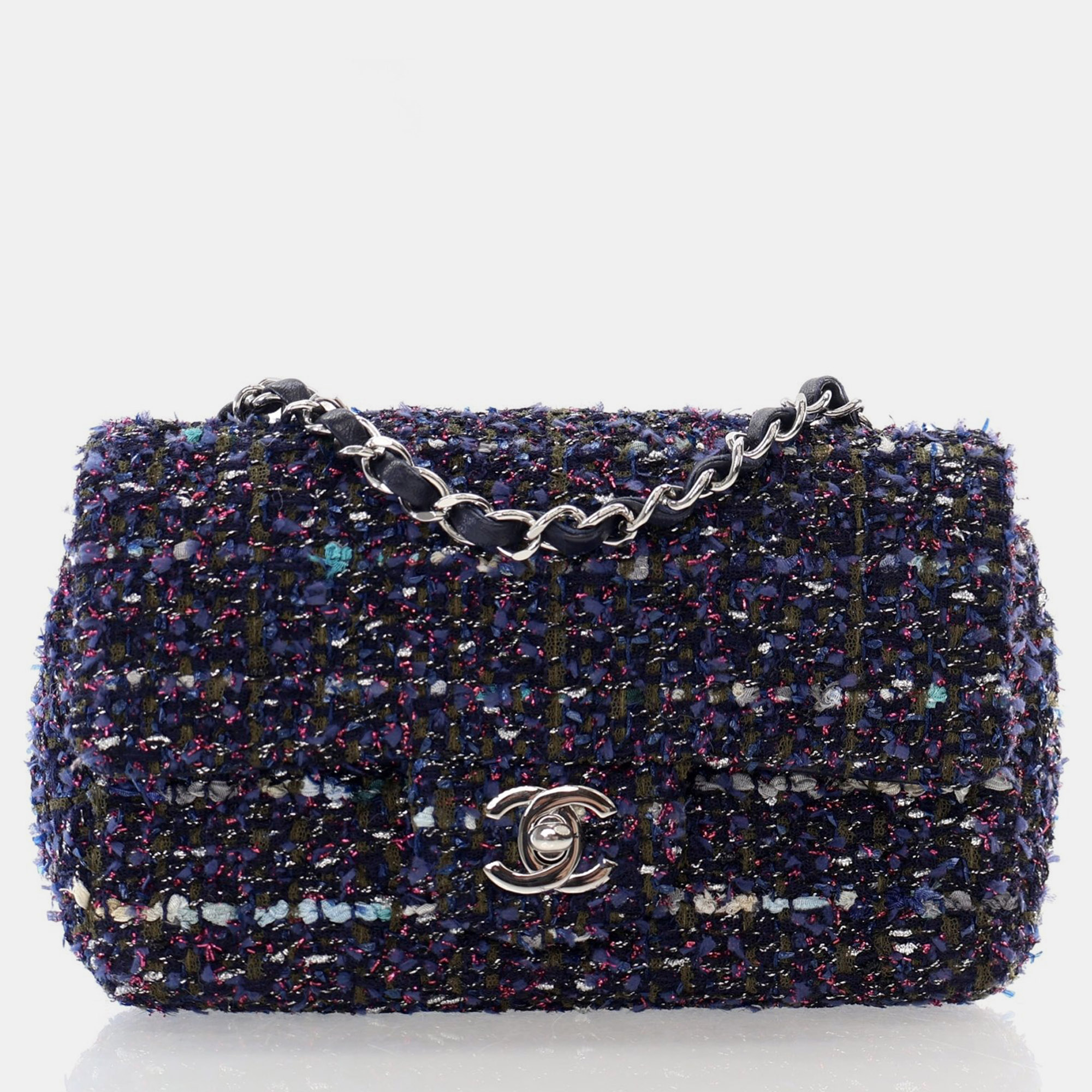 Chanel Rectangular Mini Multicolor Tweed Flap Bag
