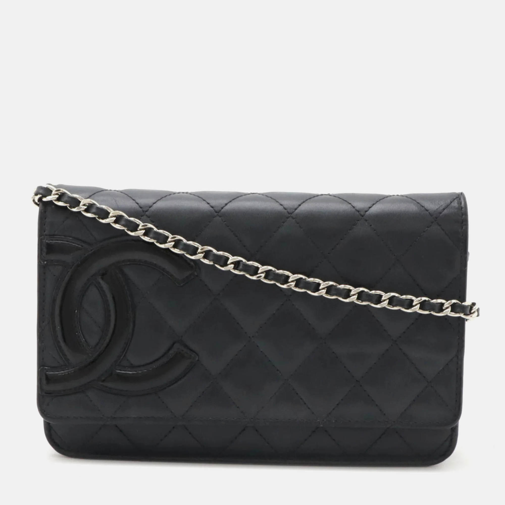 Chanel Cambon Line Coco Mark Chain Wallet Shoulder Bag Pochette Calfskin Enamel Black
Chanel Cambon Line Coco Mark Chain Wallet Shoulder Bag Pochette Calfskin Enamel Black