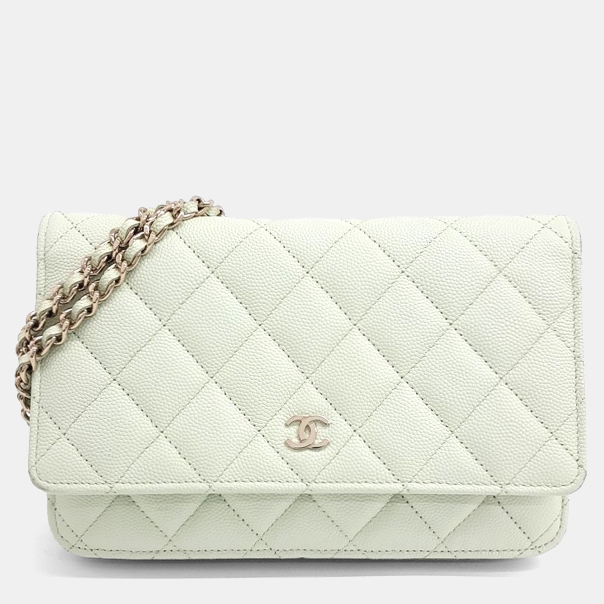 Chanel Green Leather Caviar WOC Mini Crossbody Bag