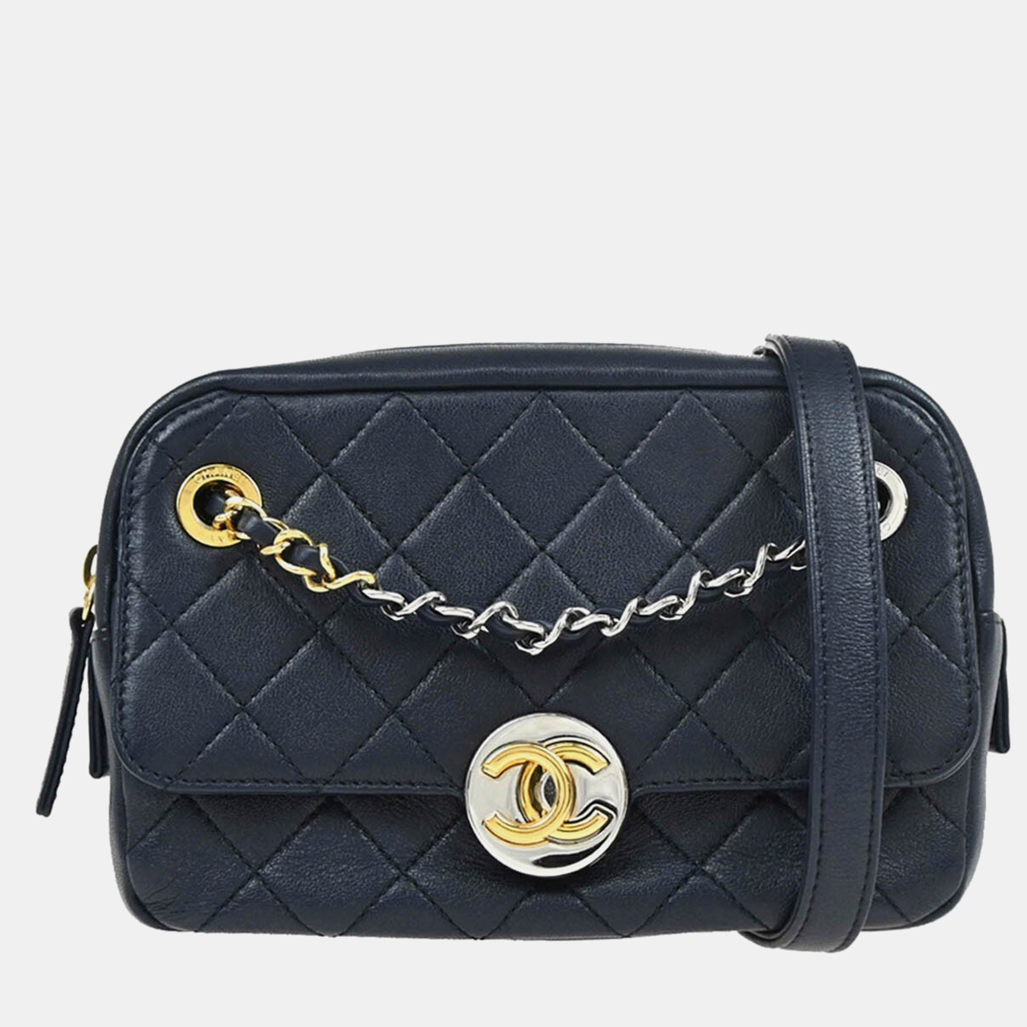 Chanel Mini Navy Lambskin Camera Bag