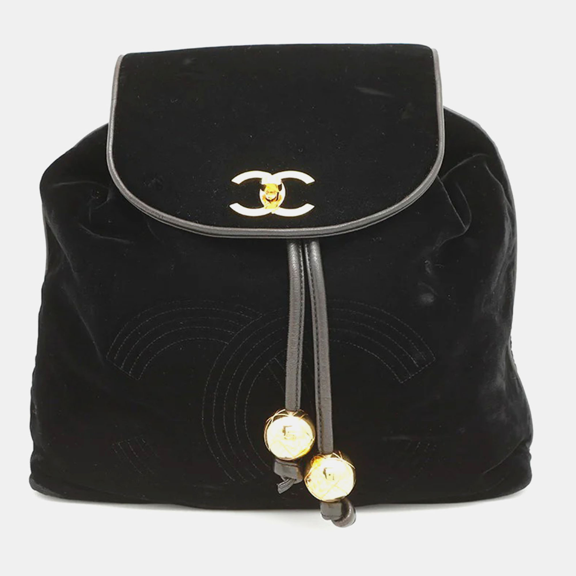 Chanel CC Logo Black Velour Lambskin Chain Backpack
Chanel CC Logo Black Velour Lambskin Chain Backpack