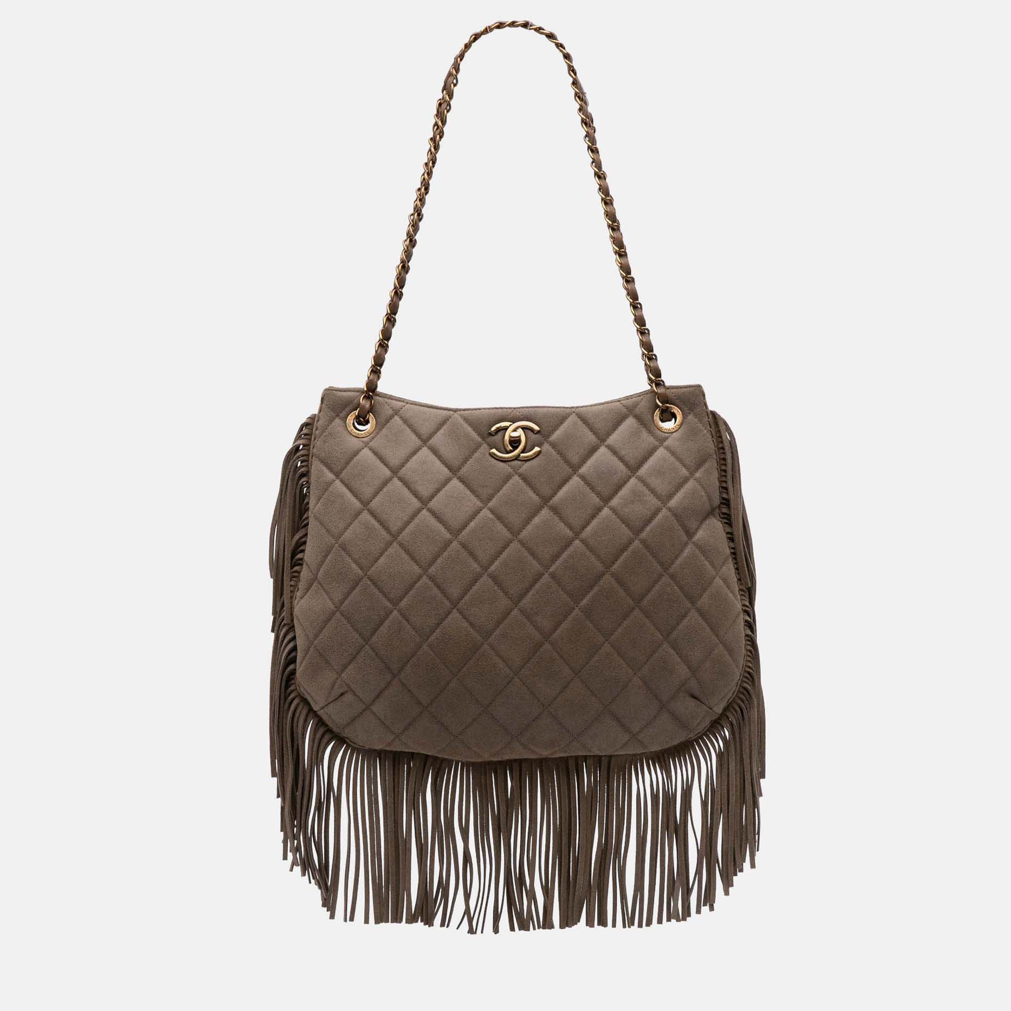 Chanel Quilted Calfskin Into The Fringe Hobo, Brown
Chanel Quilted Calfskin Into The Fringe Hobo, Brown