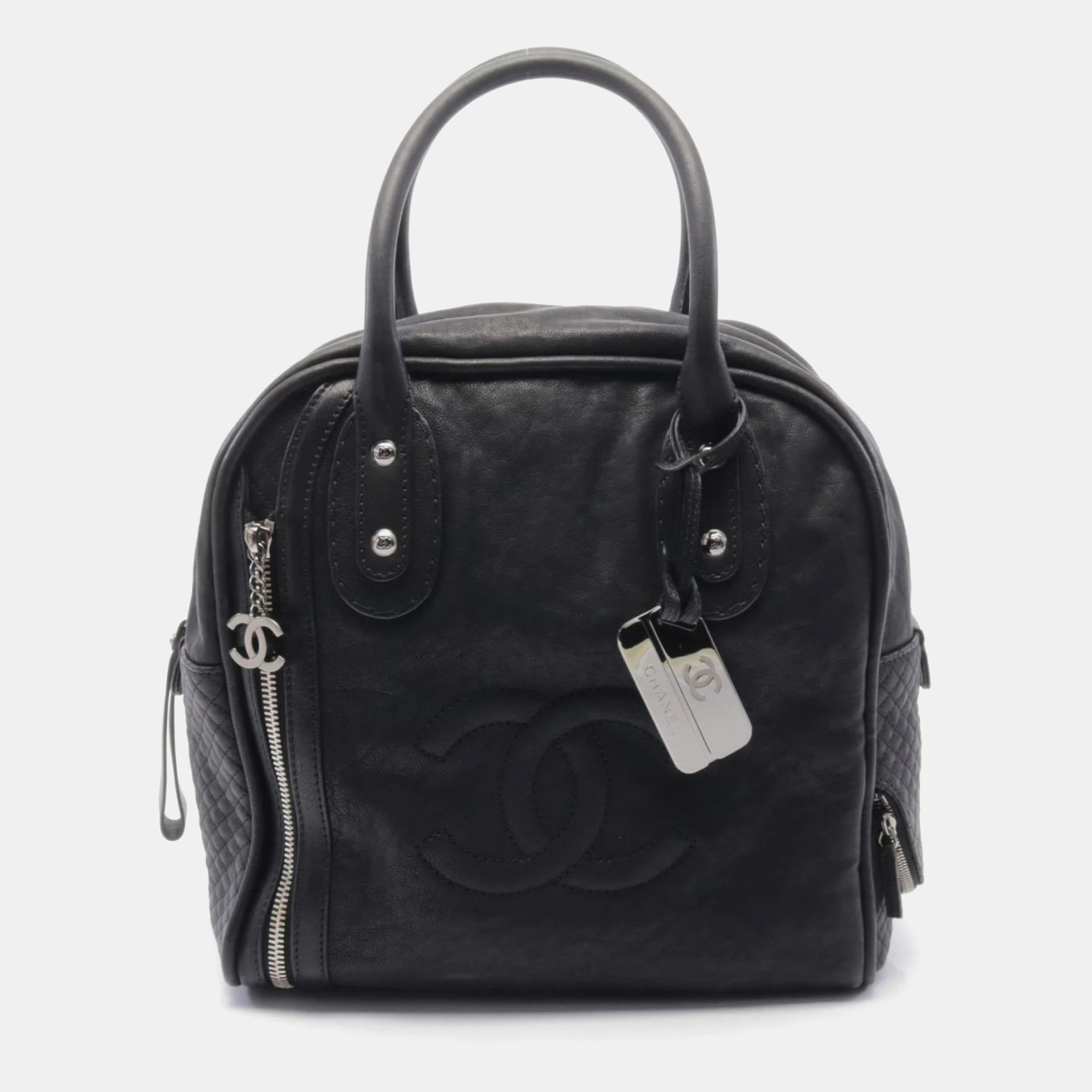 Coco Mark Bowling Bag Handbag Leather - Chanel - Modalova
