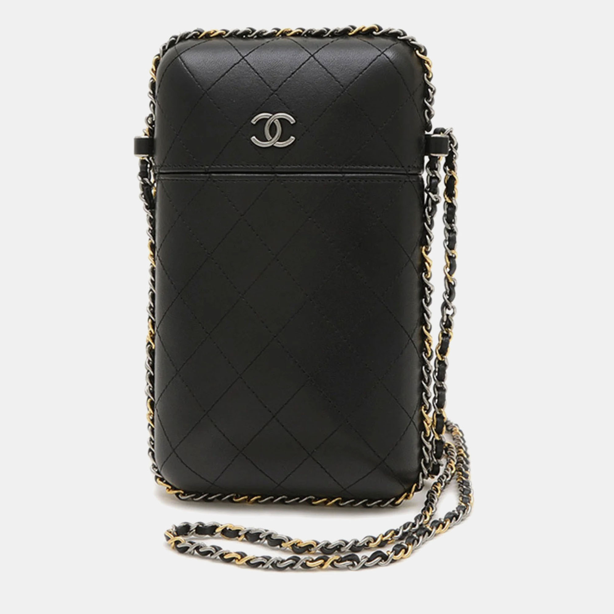 Coco Mark Phone Holder Shoulder Bag Lambskin Gold Silver Hardware - Chanel - Modalova