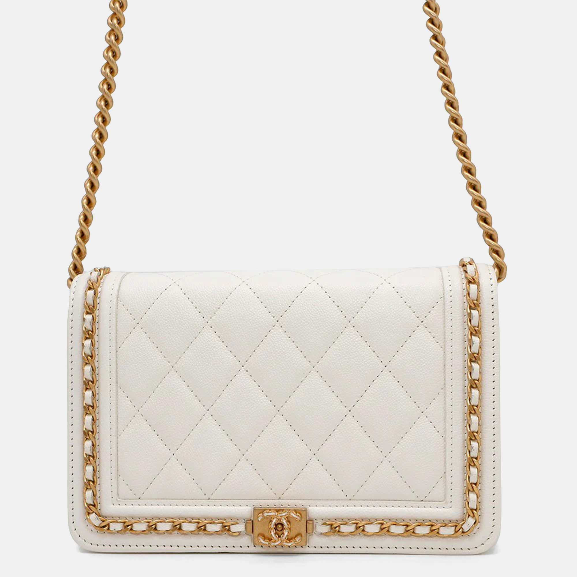 Chanel Boy White Soft Caviar Leather Round Chain Wallet
Chanel Boy White Soft Caviar Leather Round Chain Wallet