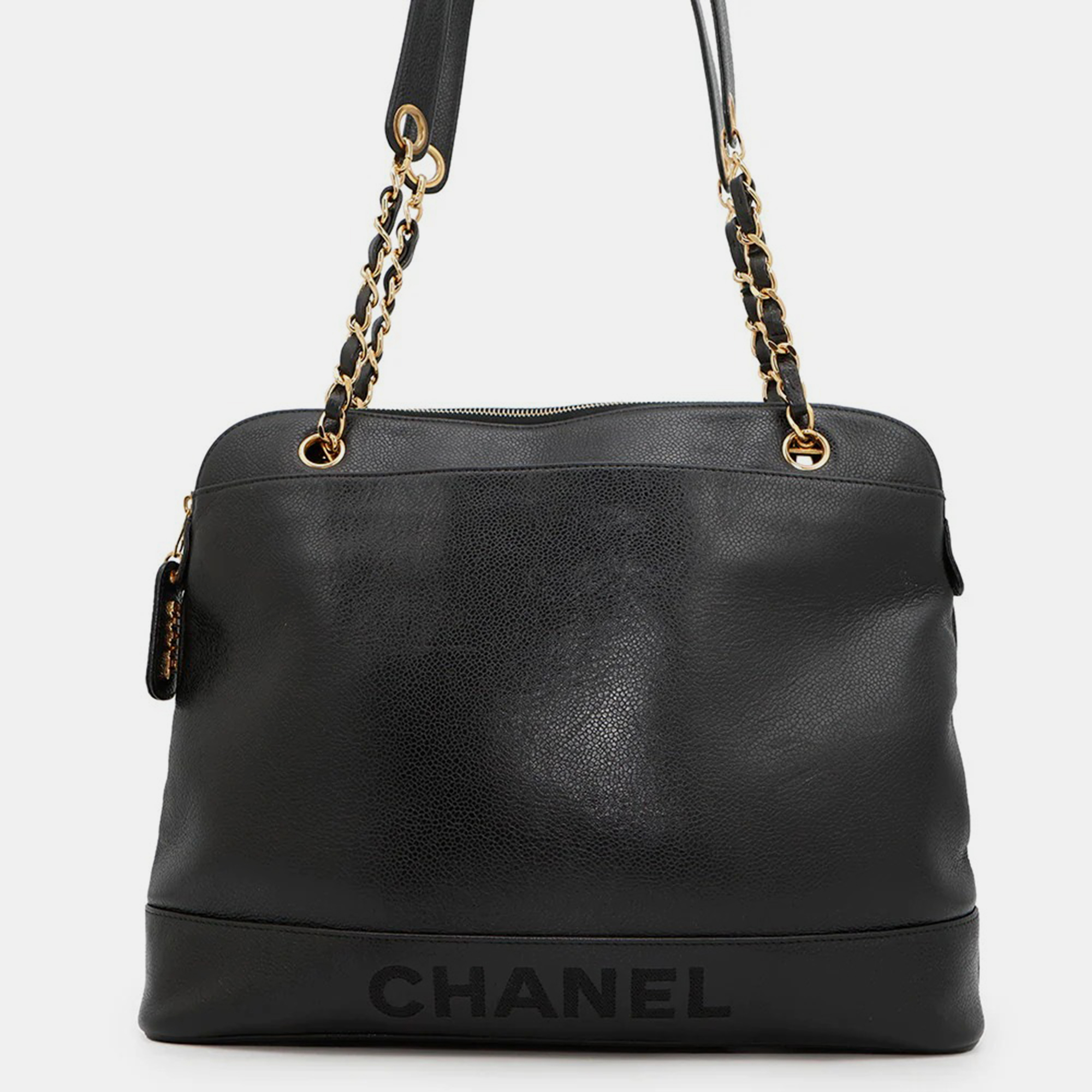 Chanel Logo Black Caviar Leather Chain Shoulder Bag 
Chanel Logo Black Caviar Leather Chain Shoulder Bag
