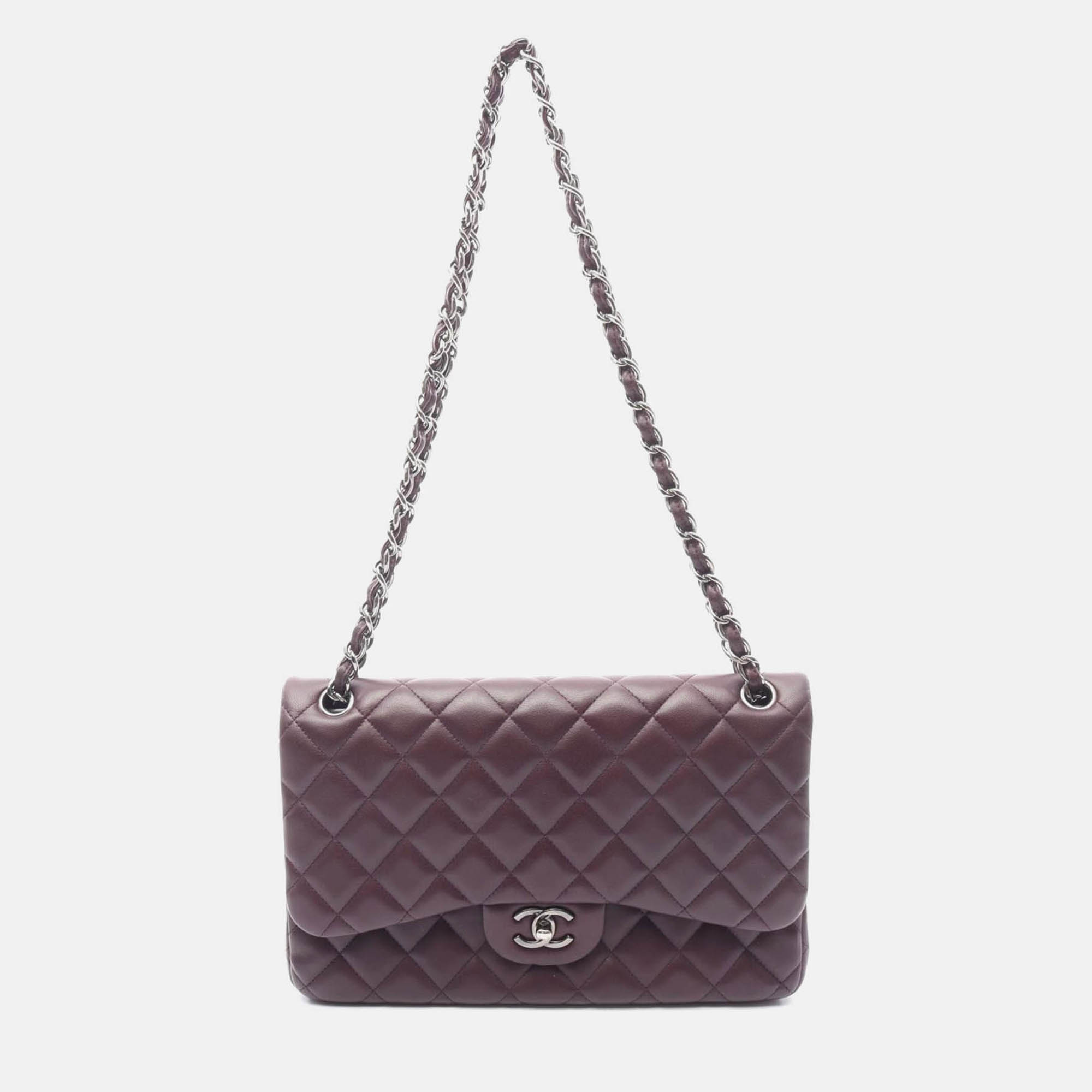 Chanel Jumbo Matelasse 30 Classic Large W Flap Shoulder Bag Lamb Leather Purple
Chanel Jumbo Matelasse 30 Classic Large W Flap Shoulder Bag Lamb Leather Purple