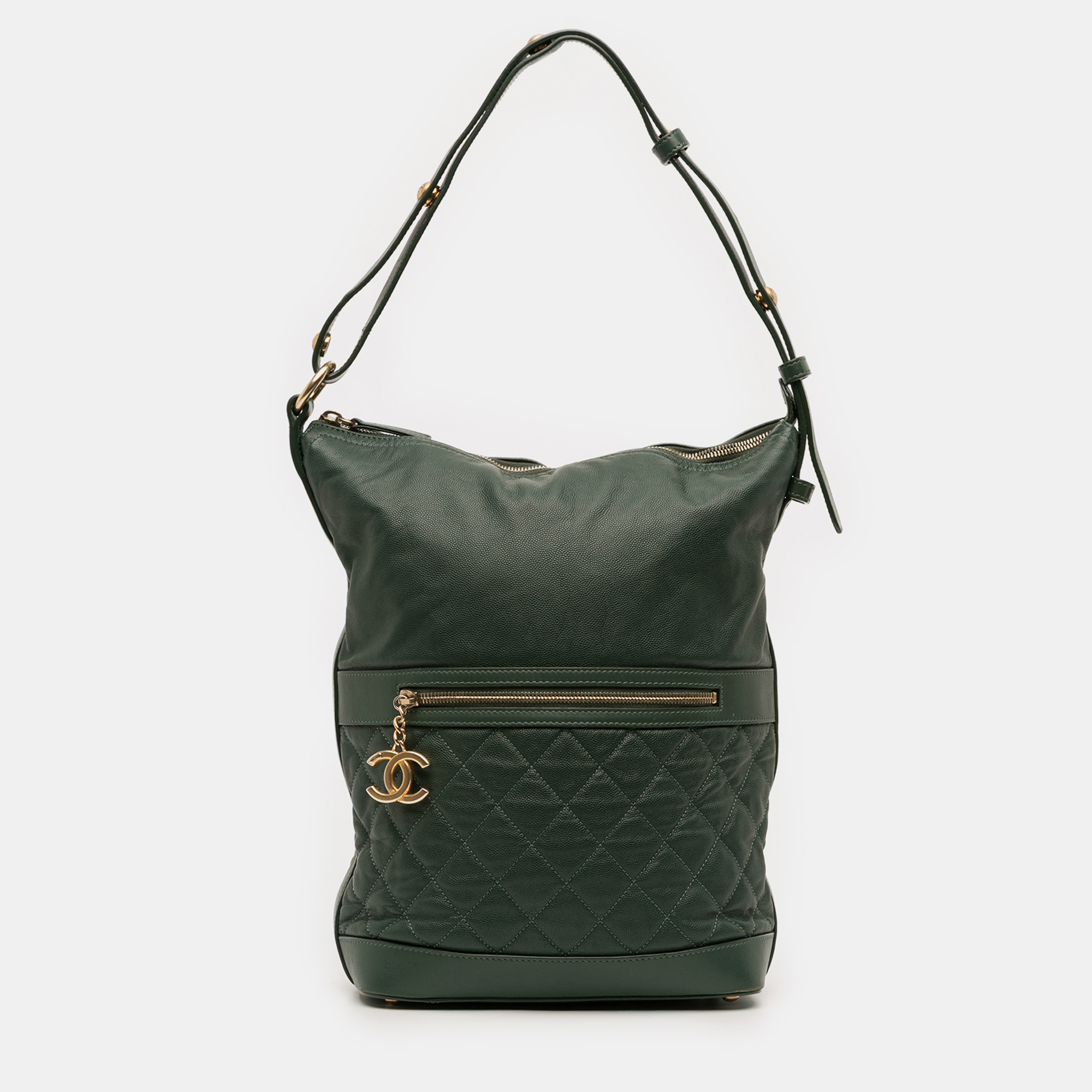 Chanel Green CC Quilted Caviar Casual Style Hobo
Chanel Green CC Quilted Caviar Casual Style Hobo
