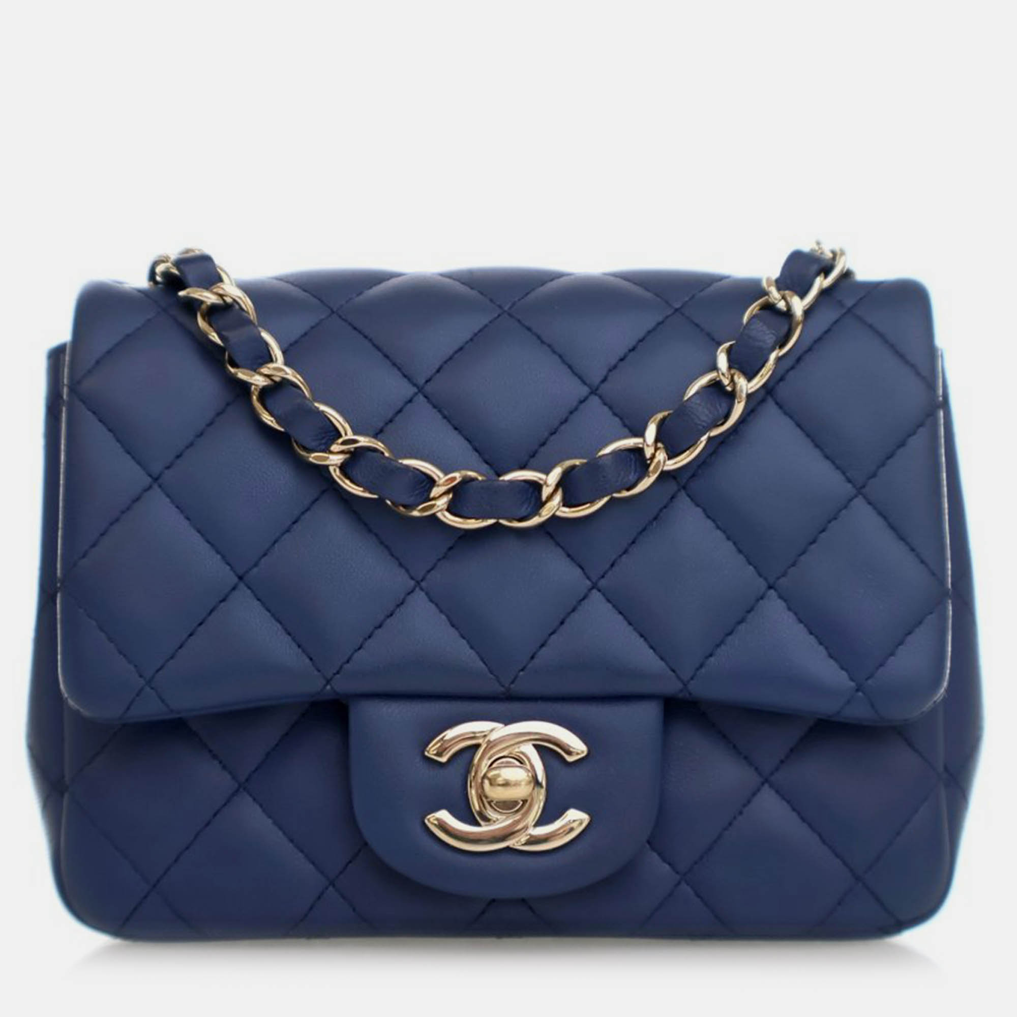 Chanel Mini Blue Lambskin Square Classic Flap Bag
Chanel Mini Blue Lambskin Square Classic Flap Bag