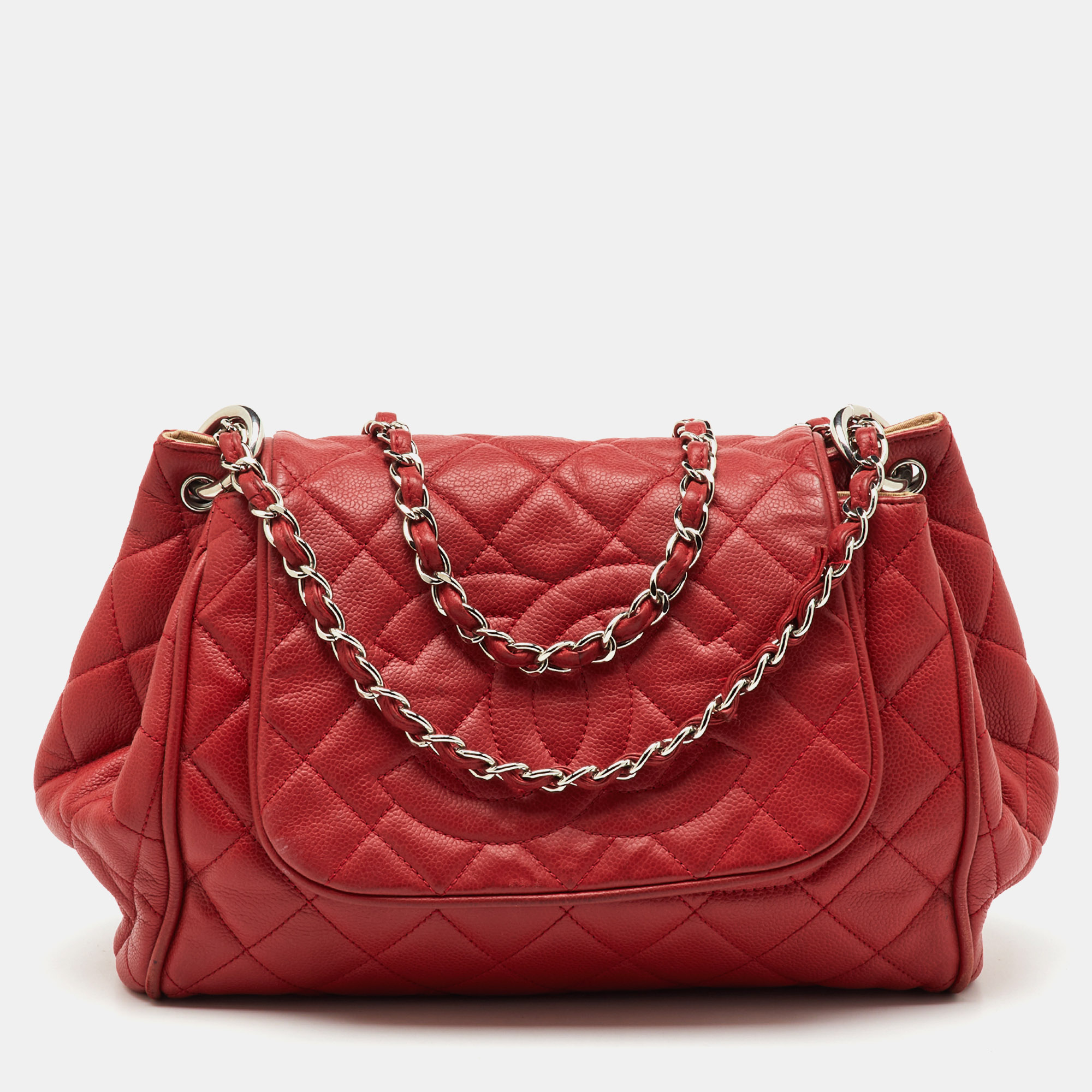 Chanel Red Quilted Caviar Leather Timeless Accordion Flap Bag - Chanel - Modalova