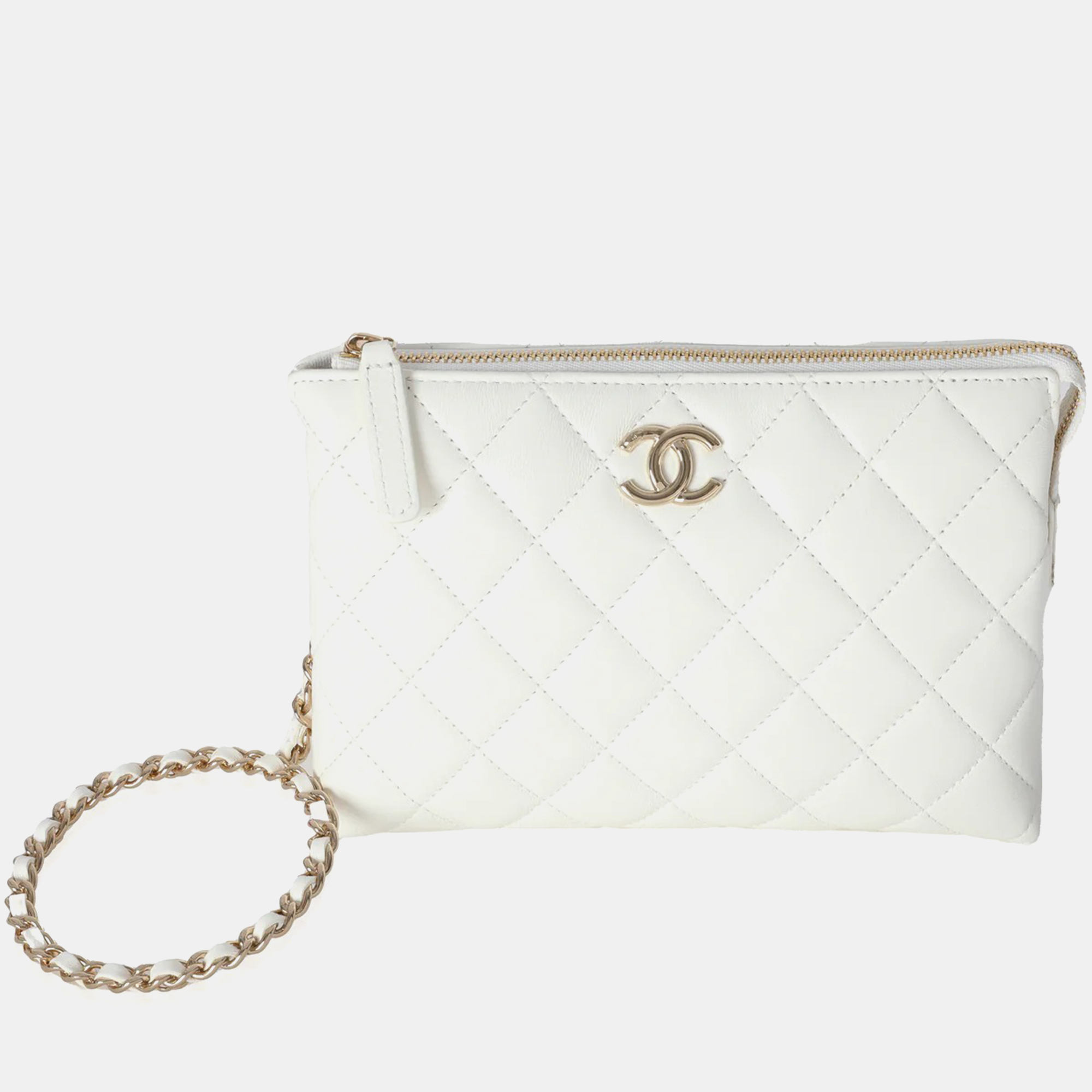Chanel White Shiny Crumpled Quilted Calfskin Clutch Bag
Chanel White Shiny Crumpled Quilted Calfskin Clutch Bag