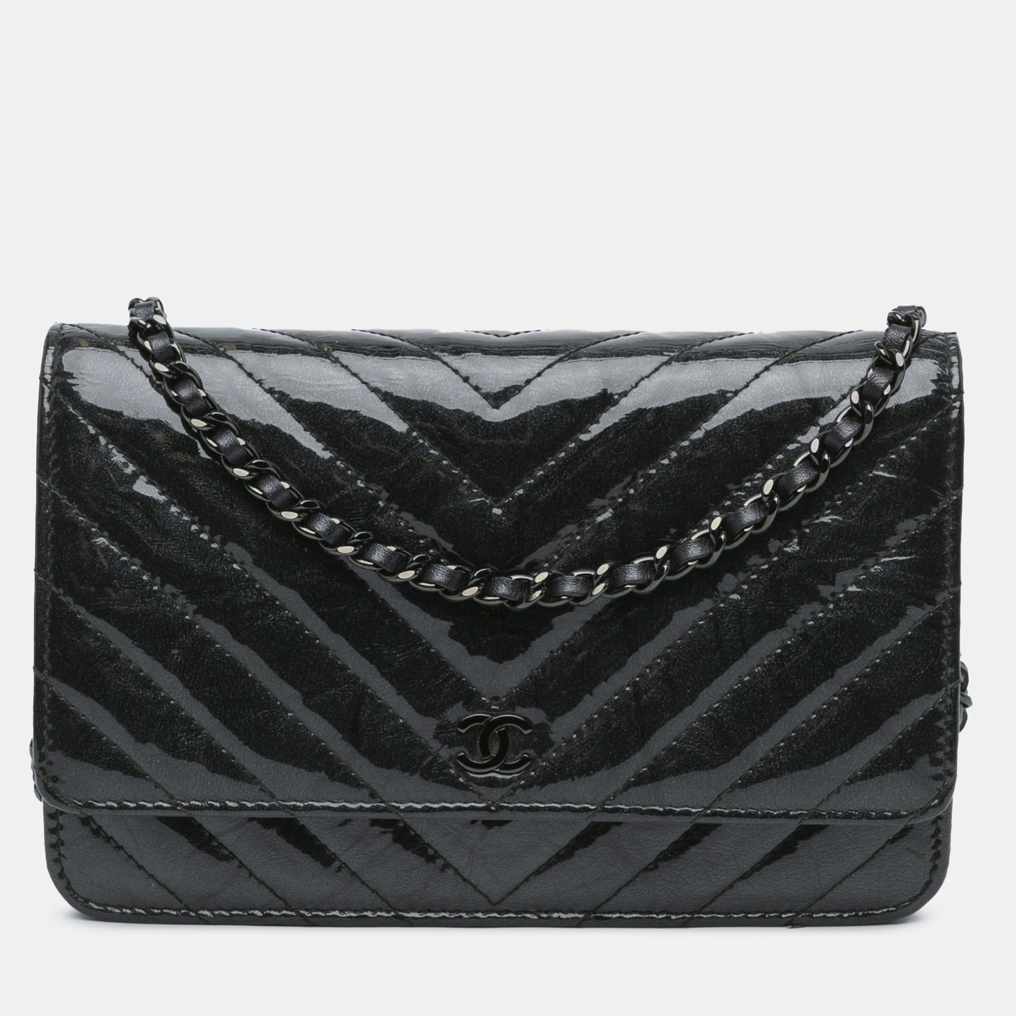 Chanel Black CC Chevron Quilted Crumpled Calfskin Wallet On Chain
Chanel Black CC Chevron Quilted Crumpled Calfskin Wallet On Chain