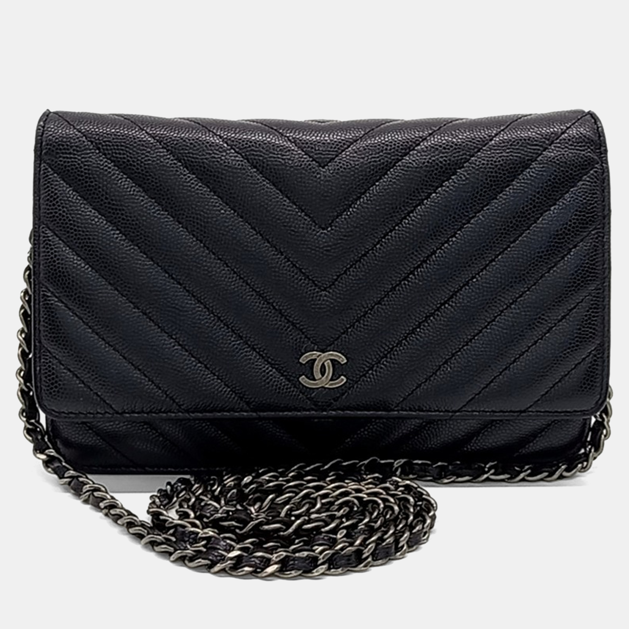 Chanel Black Leather Caviar Chevron WOC Mini Crossbody Bag
Chanel Black Leather Caviar Chevron WOC Mini Crossbody Bag