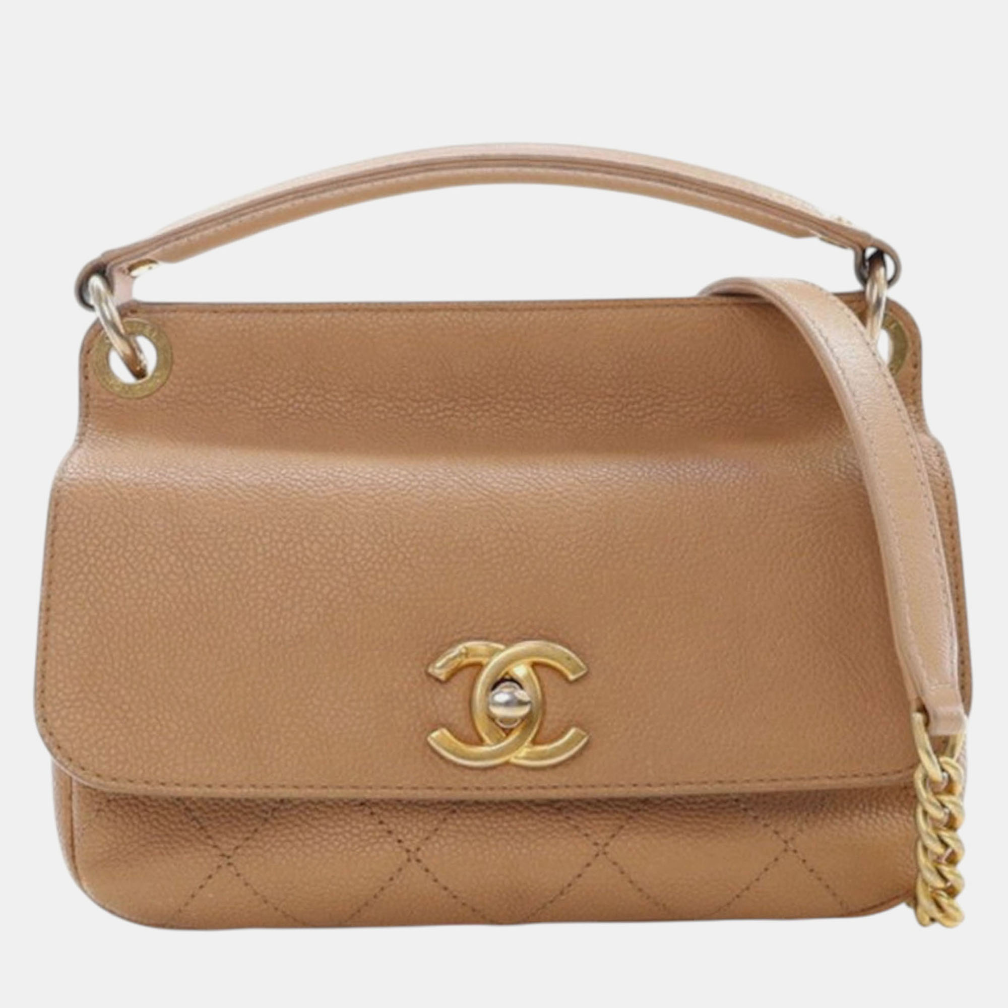 Chanel Brown Small Stitched Caviar CC Lock Top Handle Flap
Chanel Brown Small Stitched Caviar CC Lock Top Handle Flap