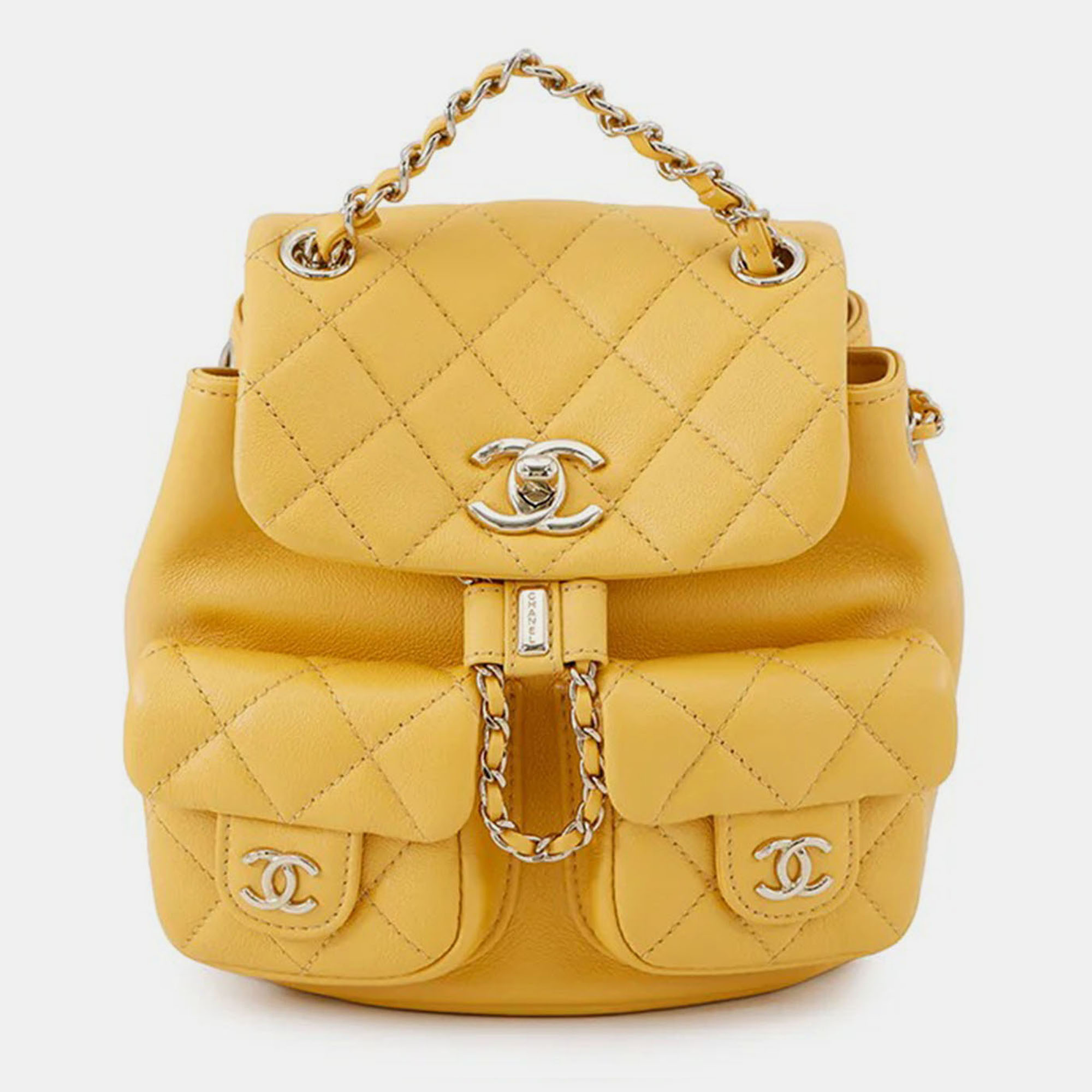 Chanel Matelasse Yellow Calf Leather Backpack 
Chanel Matelasse Yellow Calf Leather Backpack