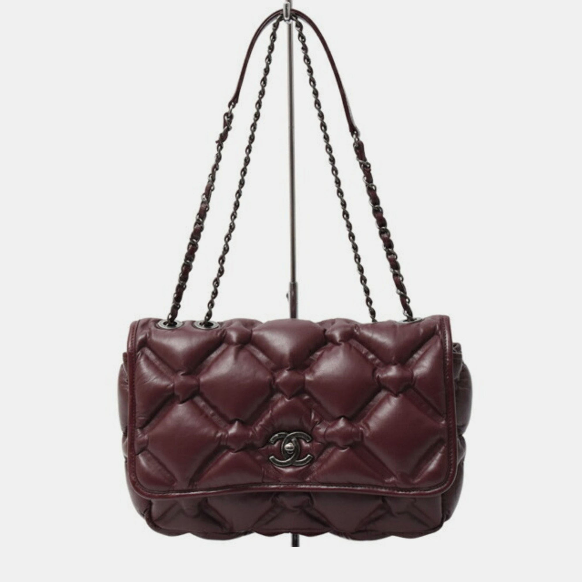 Chanel Bordeaux Bubble Quilted Matelasse Lambskin Shoulder Bag, Burgundy 
Chanel Bordeaux Bubble Quilted Matelasse Lambskin Shoulder Bag, Burgundy