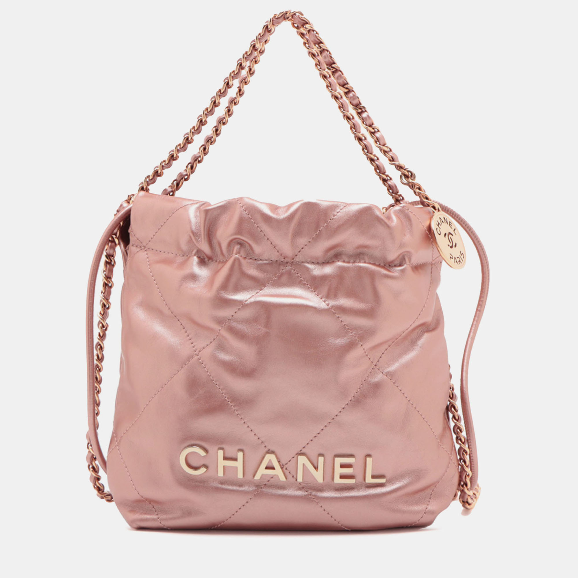 Chanel Pink Mini Quilted Metallic Calfskin 22 Handbag
Chanel Pink Mini Quilted Metallic Calfskin 22 Handbag