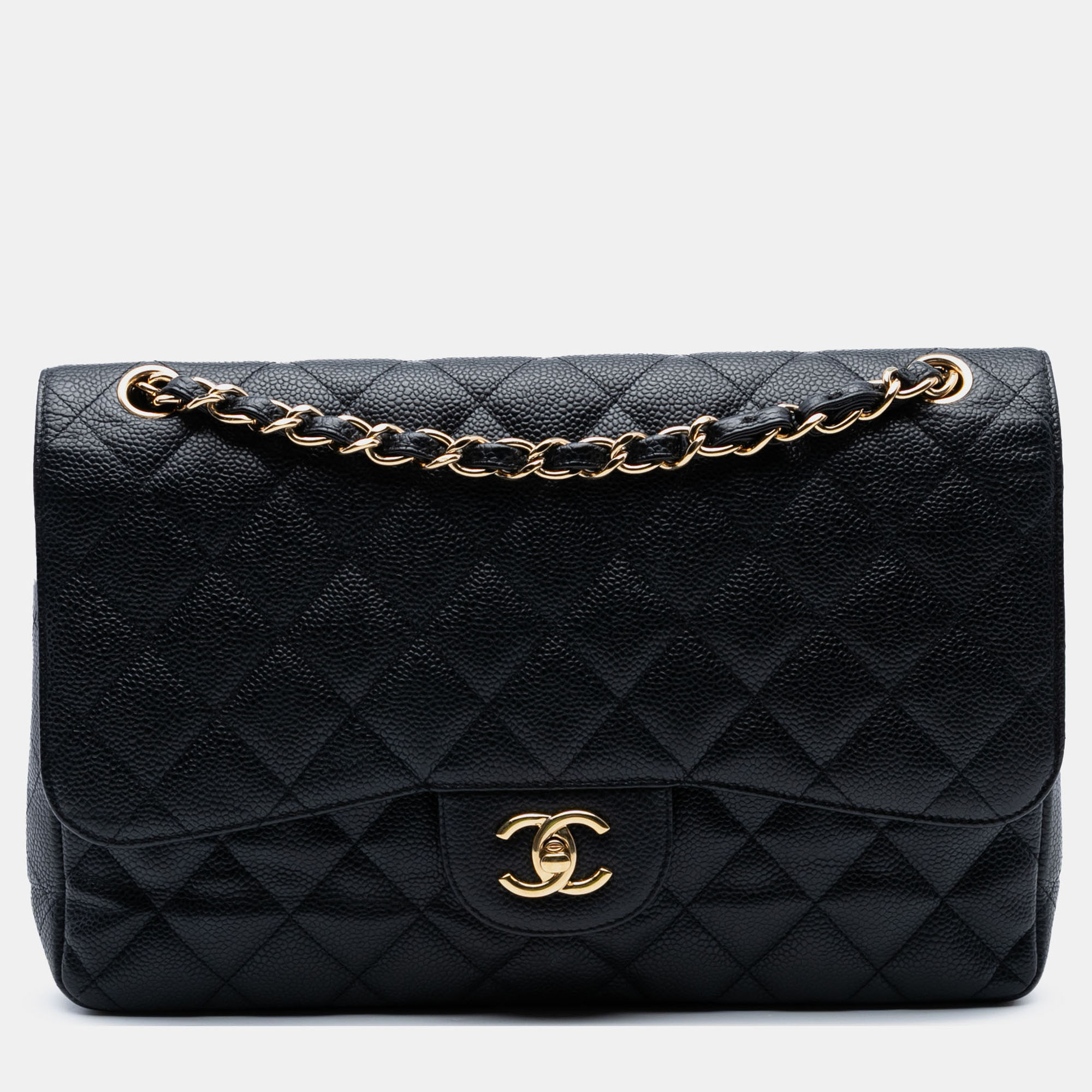 Chanel Classic Double Flap Jumbo Caviar Leather Shoulder Bag, Black
Chanel Classic Double Flap Jumbo Caviar Leather Shoulder Bag, Black