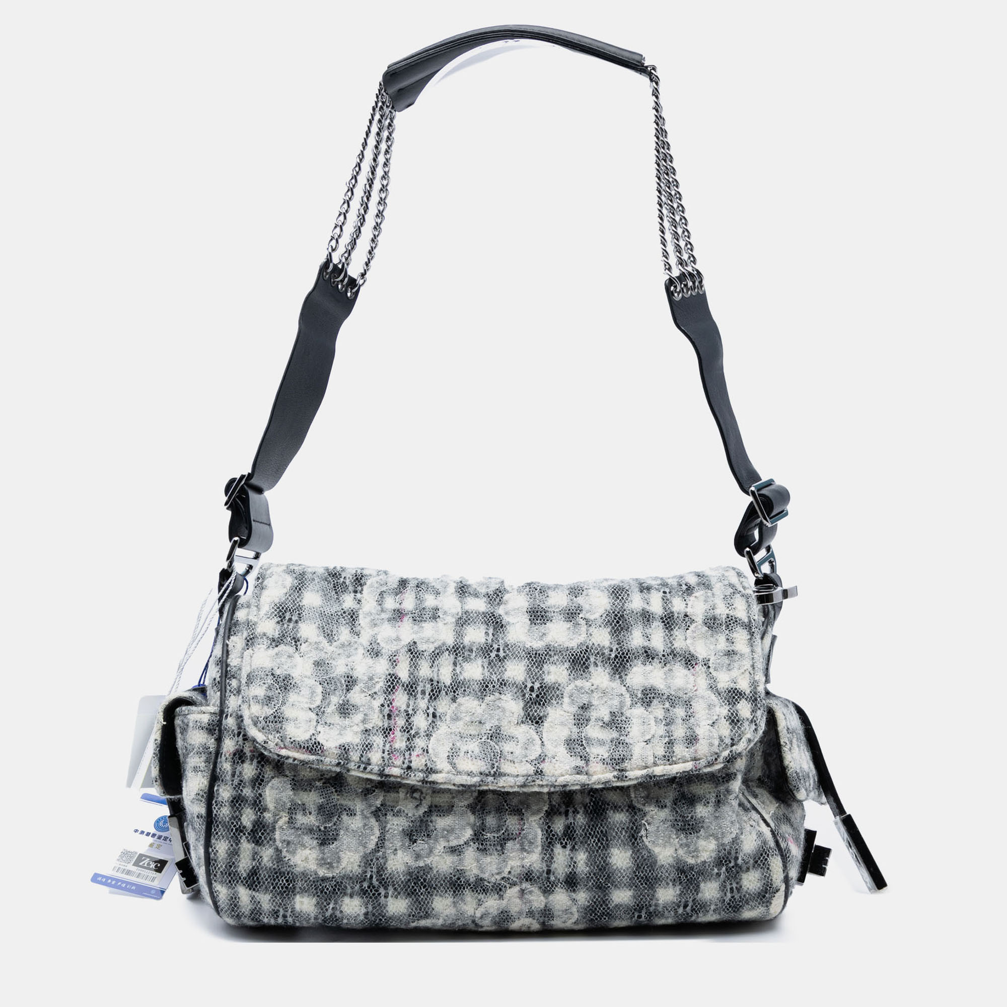 Chanel Black Tweed Camellia Chain Flap Shoulder Bag
Chanel Black Tweed Camellia Chain Flap Shoulder Bag