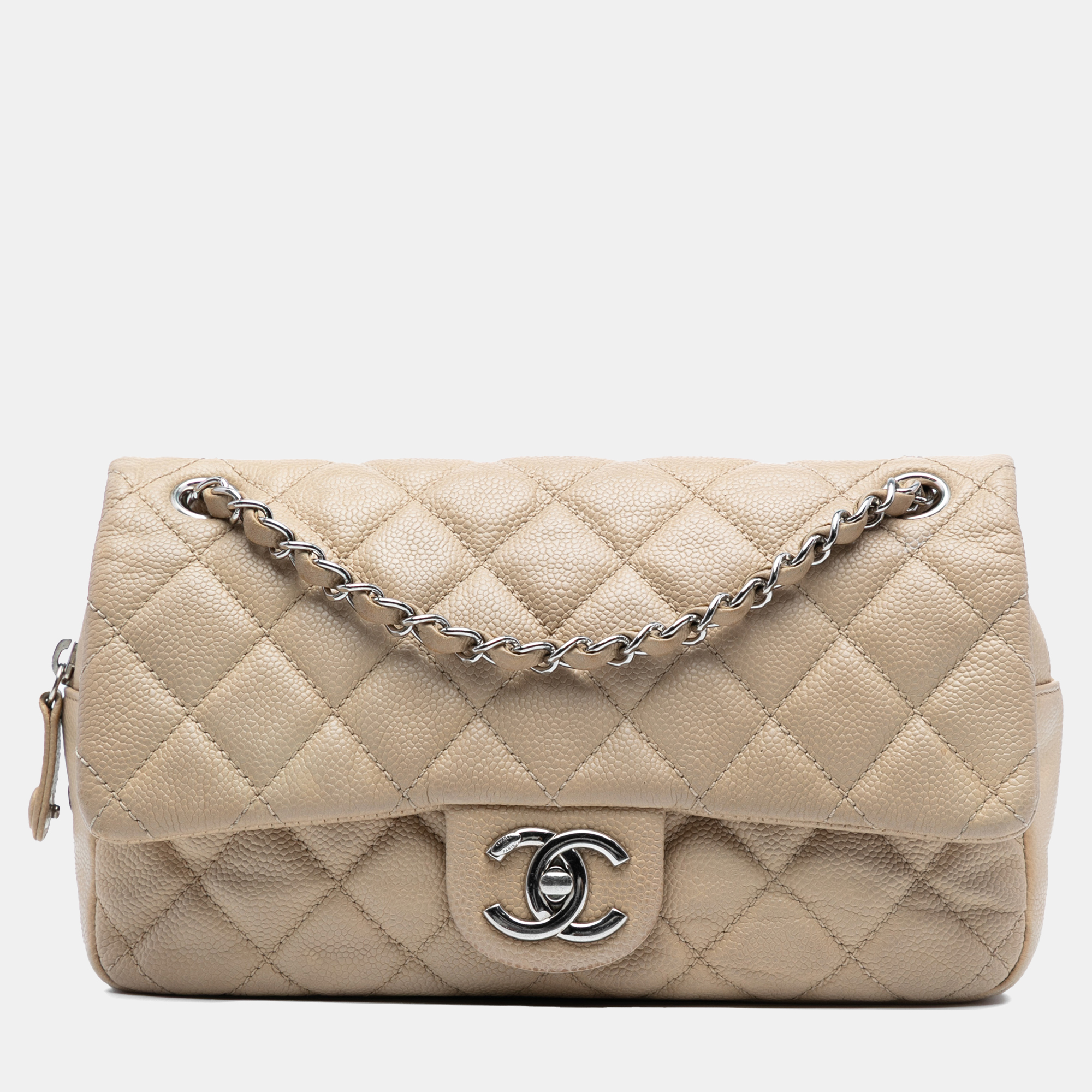Chanel Beige Medium Quilted Caviar Easy Flap 
Chanel Beige Medium Quilted Caviar Easy Flap