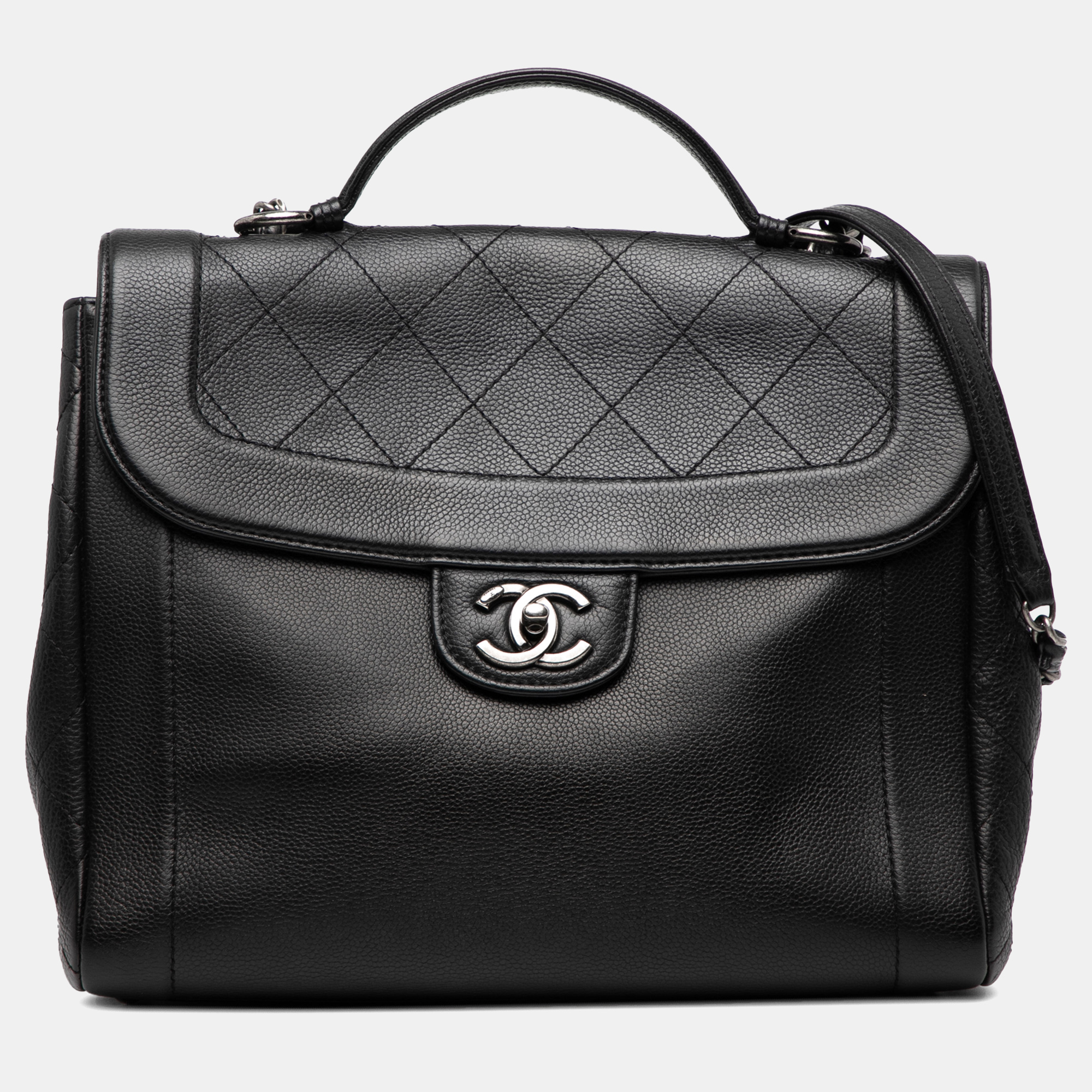 Chanel Black CC Quilted Caviar Top Handle Bag
Chanel Black CC Quilted Caviar Top Handle Bag