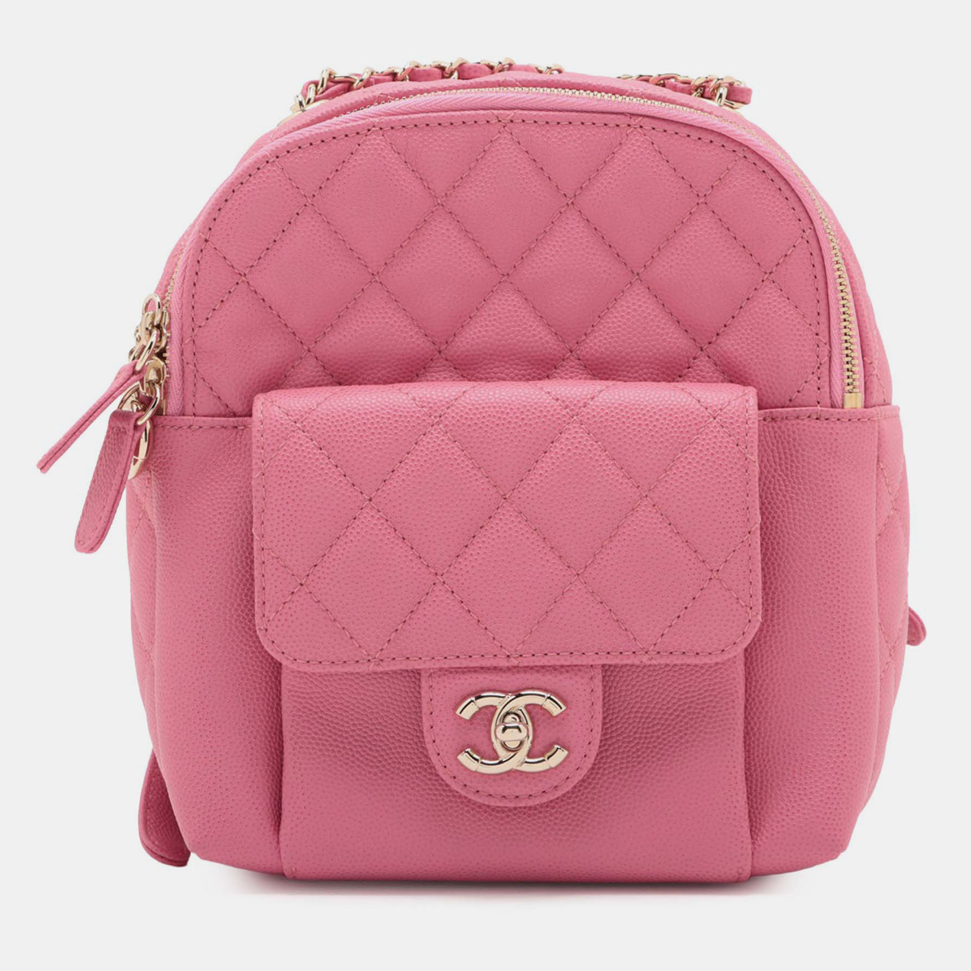 Chanel Pink Small Quilted Caviar CC Day Backpack 
Chanel Pink Small Quilted Caviar CC Day Backpack
