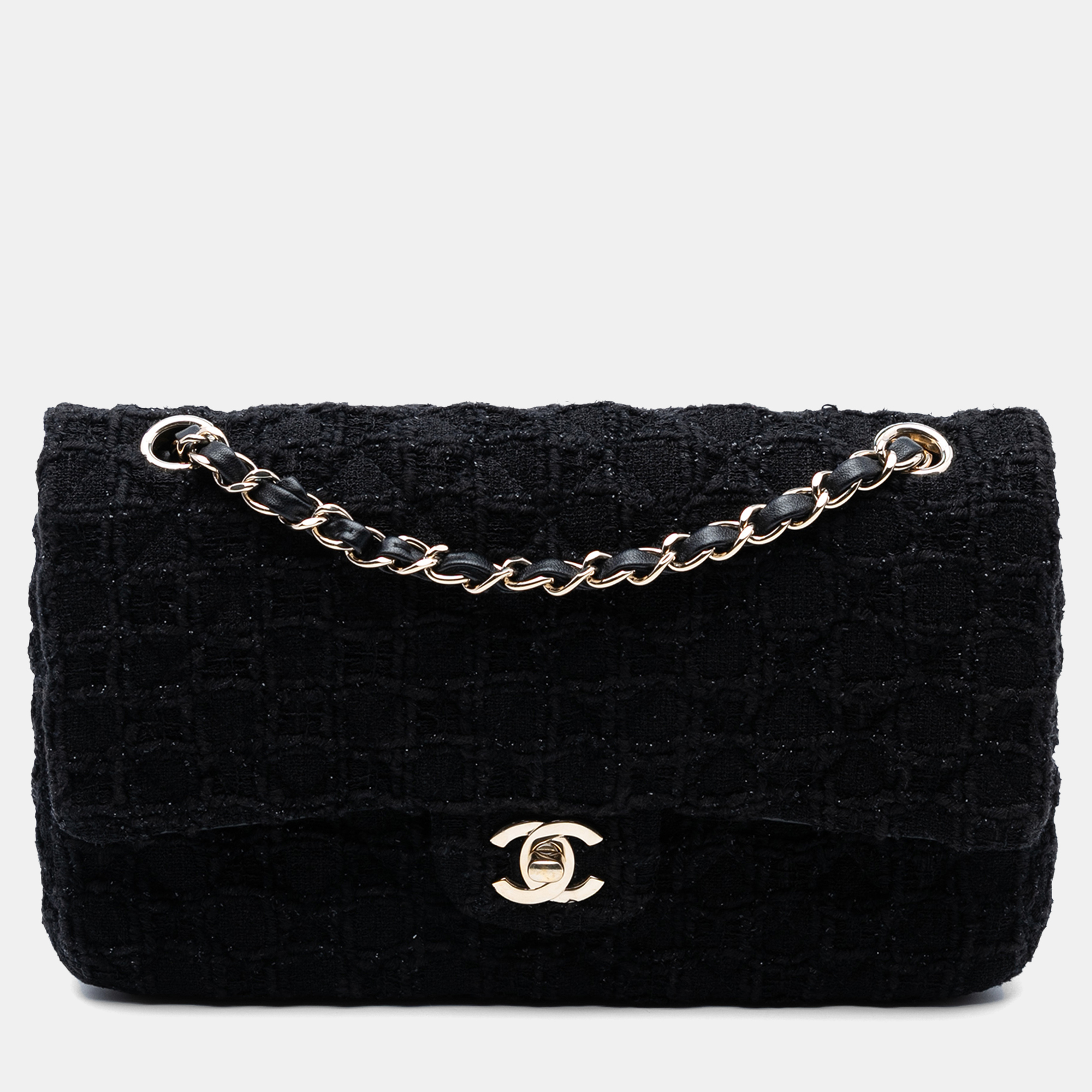 Chanel Black Medium Classic Tweed Single Flap 
Chanel Black Medium Classic Tweed Single Flap