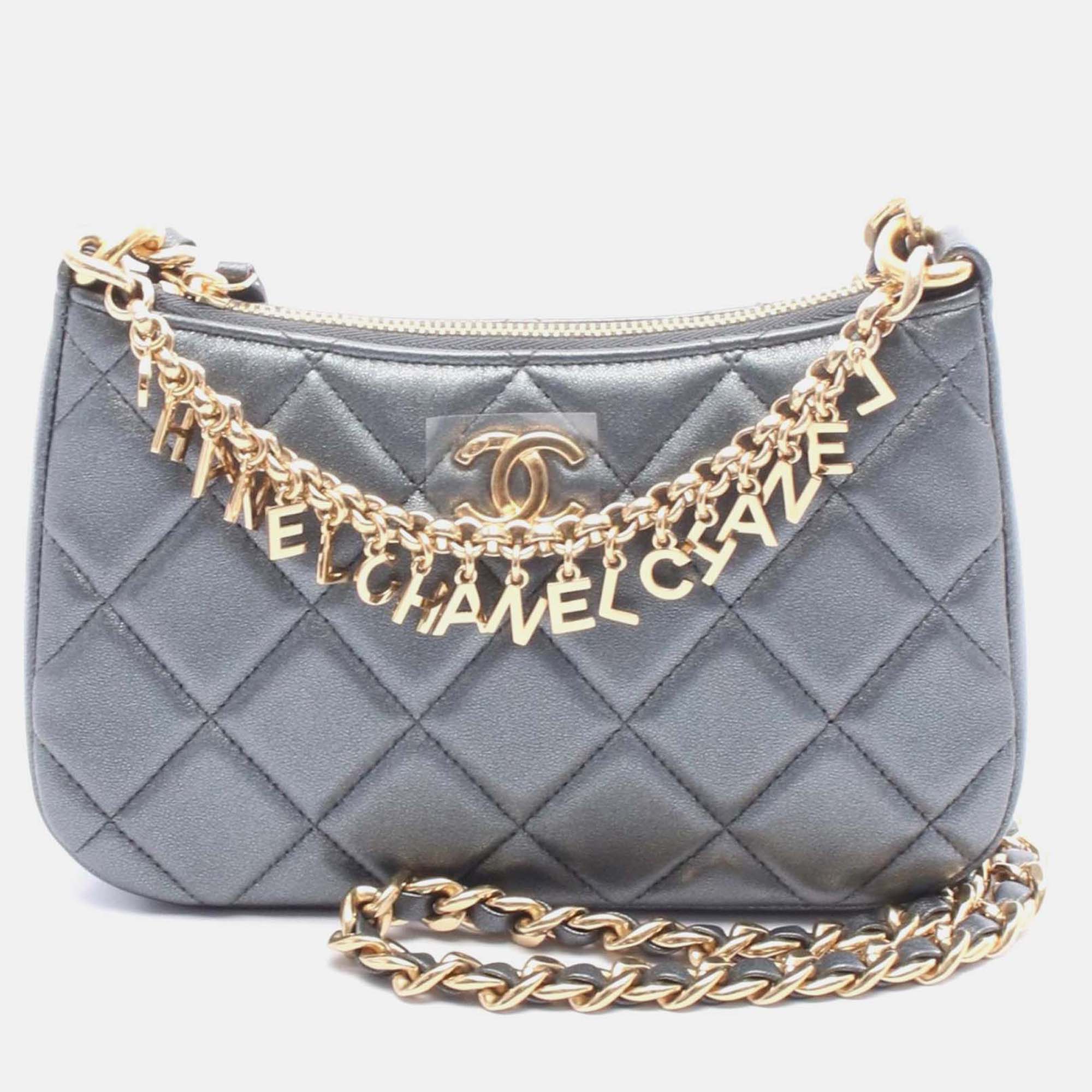 Chanel Grey Quilted Leather Chain Hobo Bag
Chanel Grey Quilted Leather Chain Hobo Bag