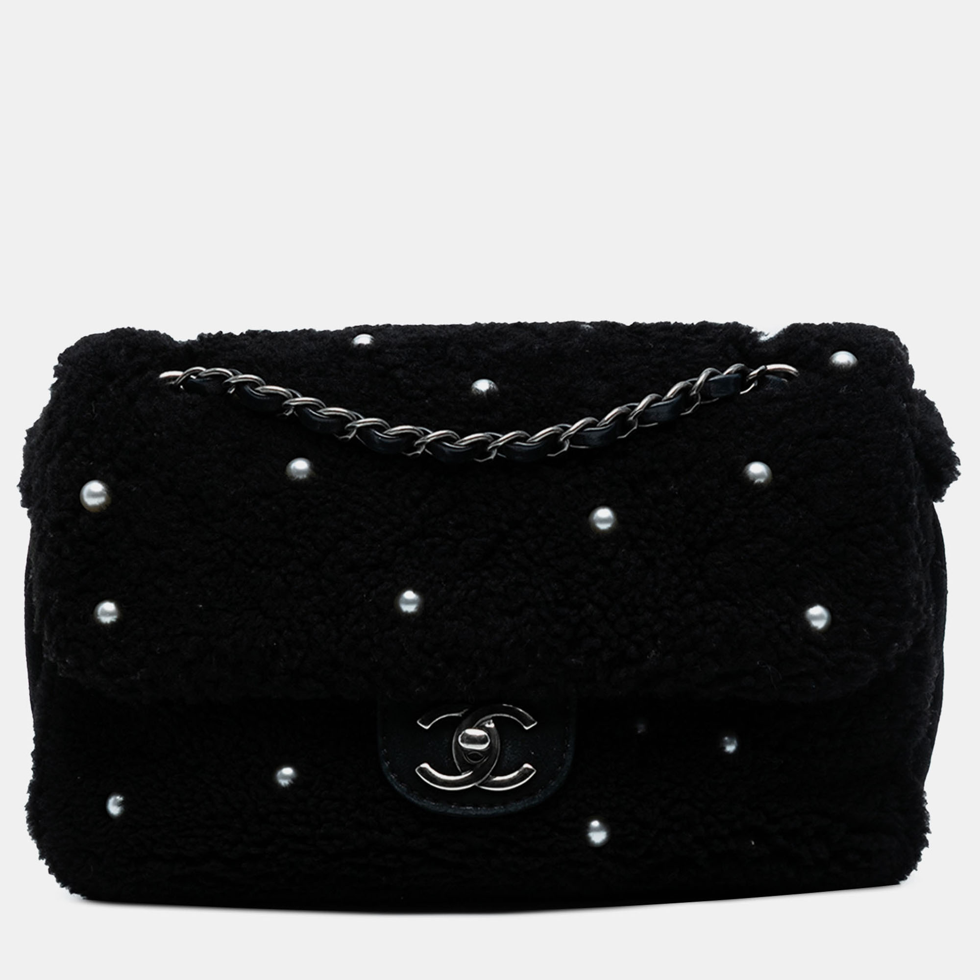 Chanel Black Medium Shearling Pearl Studded Flap
Chanel Black Medium Shearling Pearl Studded Flap