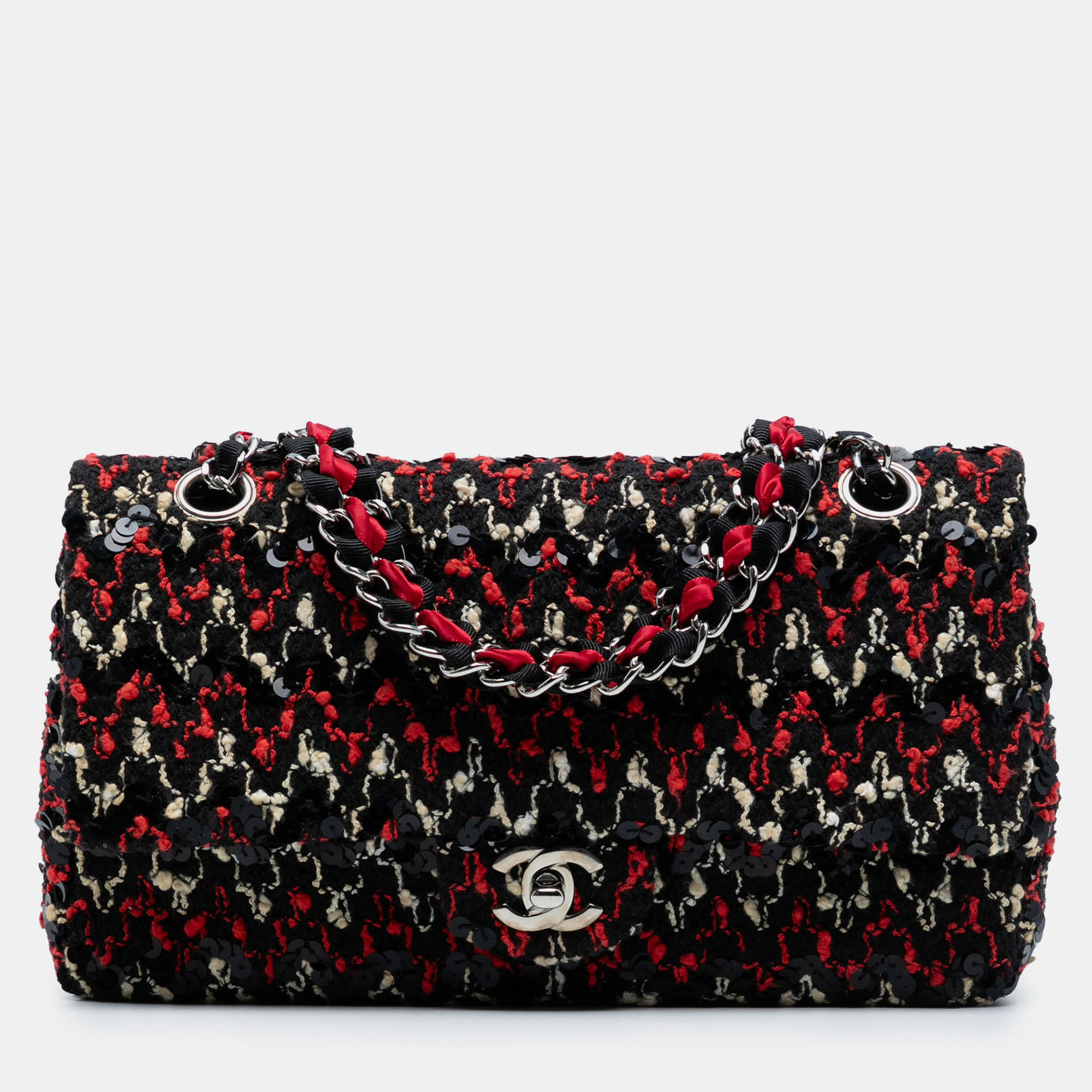 Chanel Black/Red Medium Classic Sequined Tweed Double Flap
Chanel Black/Red Medium Classic Sequined Tweed Double Flap