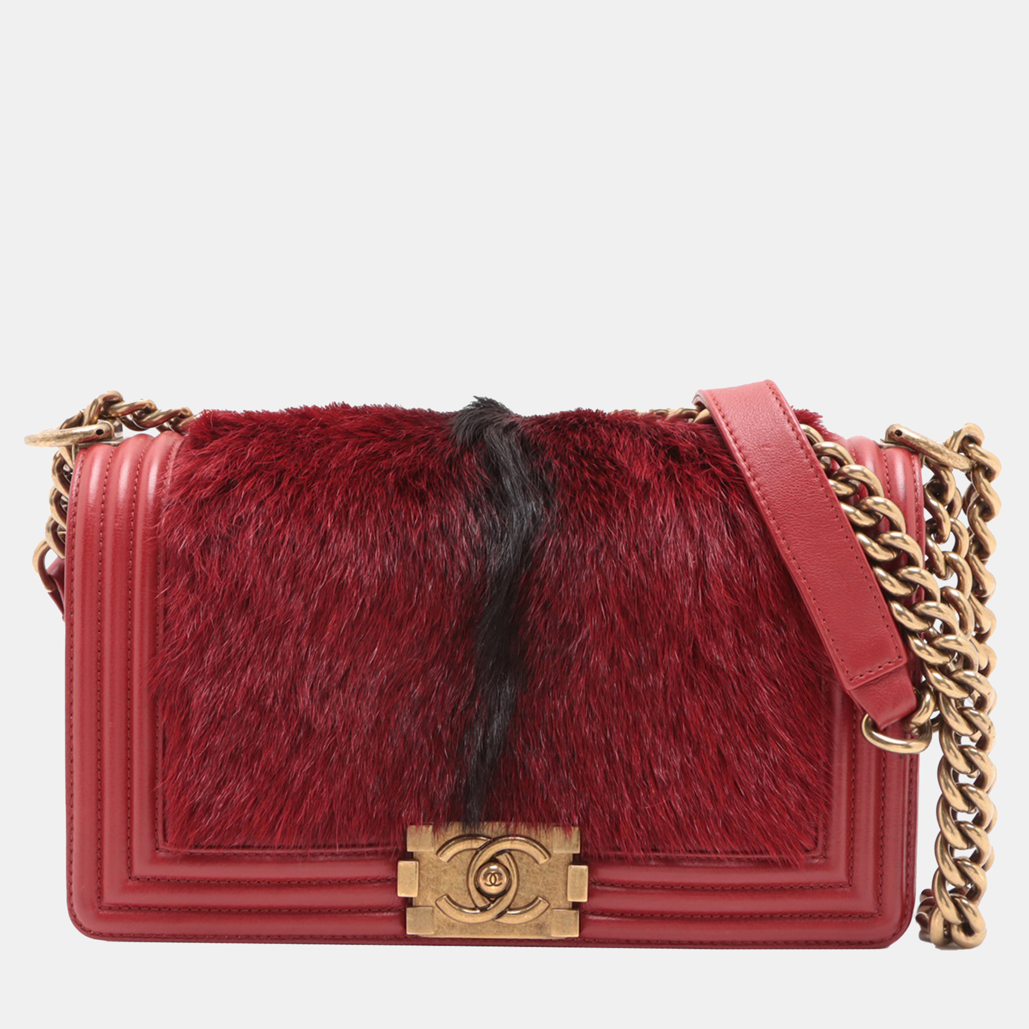 Chanel Red Old Medium Lambskin and Fur Boy Flap
Chanel Red Old Medium Lambskin and Fur Boy Flap