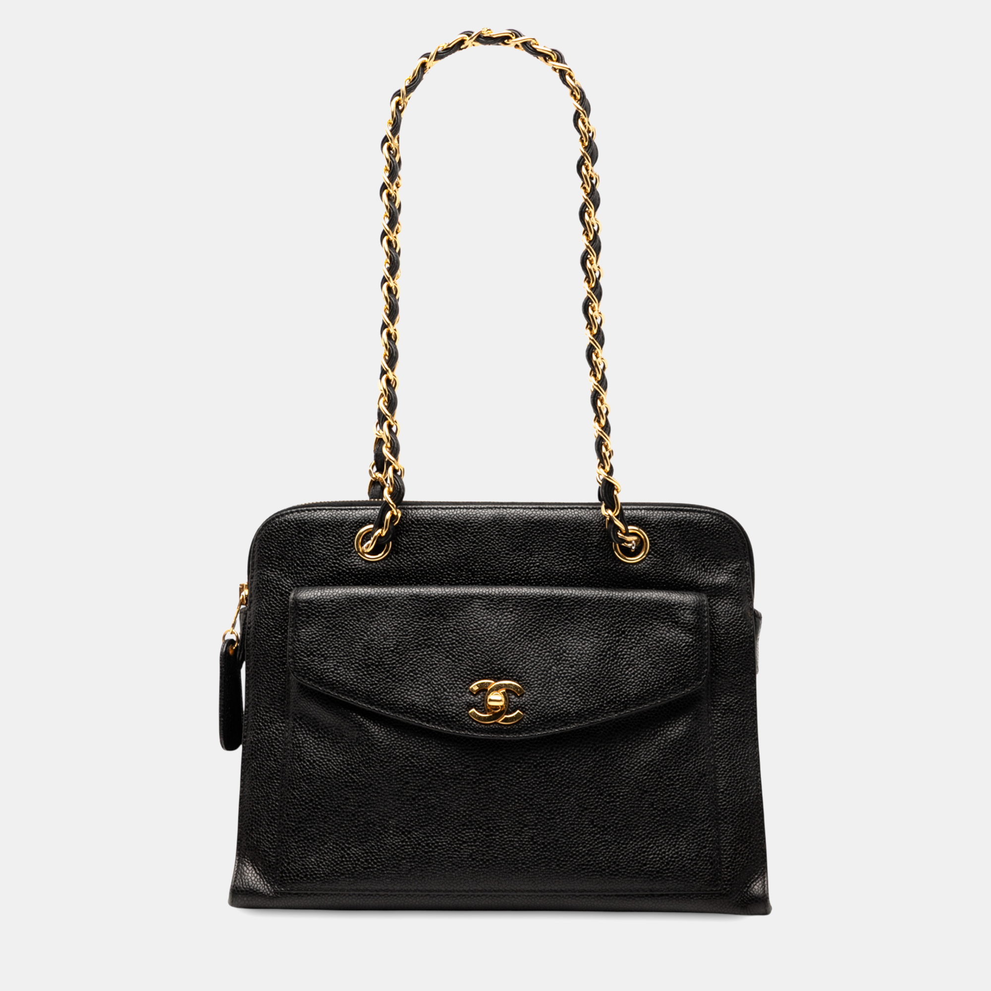 Chanel Black CC Caviar Front Pocket Shoulder Bag
Chanel Black CC Caviar Front Pocket Shoulder Bag