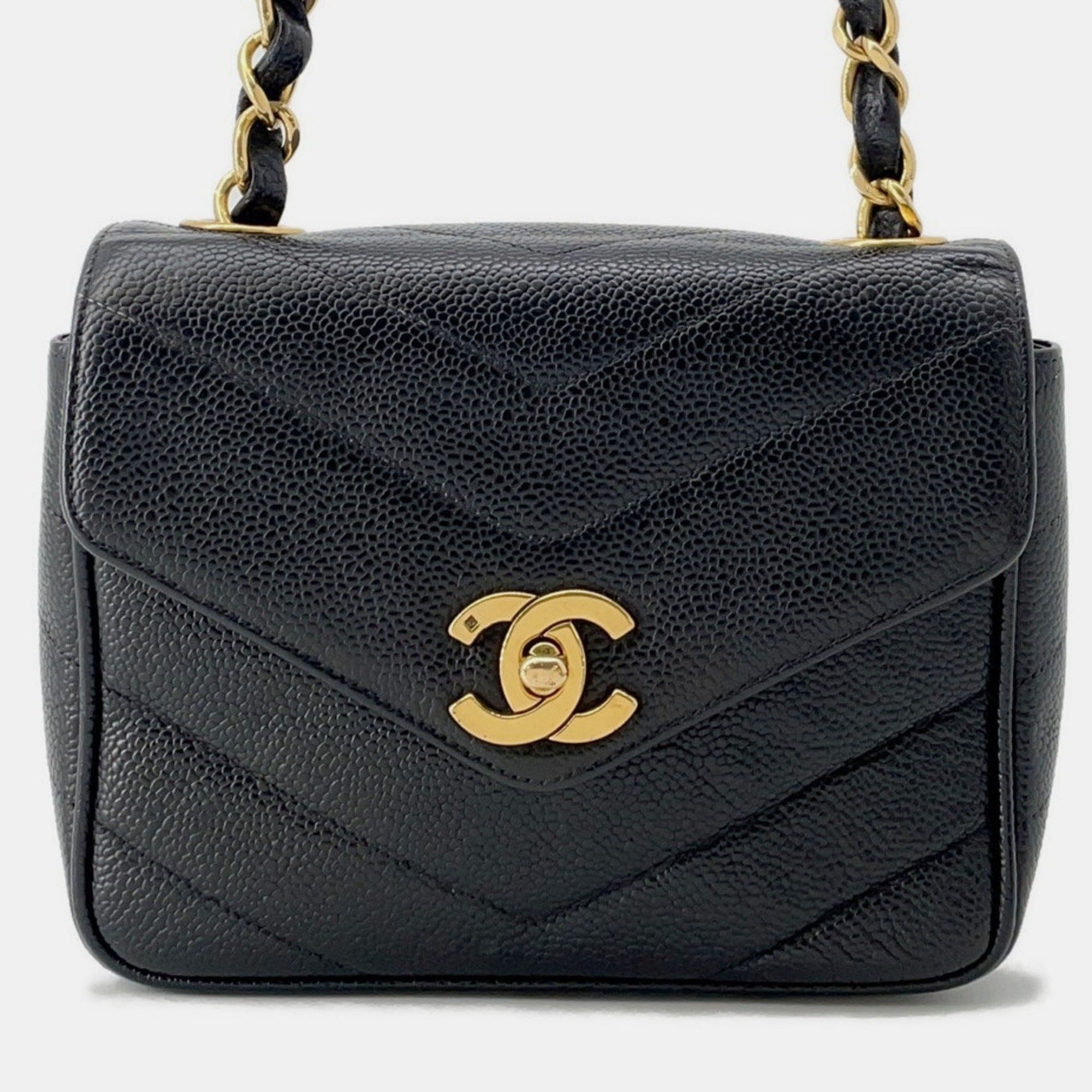 Chanel Chain Shoulder Bag V Stitch Chevron Caviar Skin Black
Chanel Chain Shoulder Bag V Stitch Chevron Caviar Skin Black