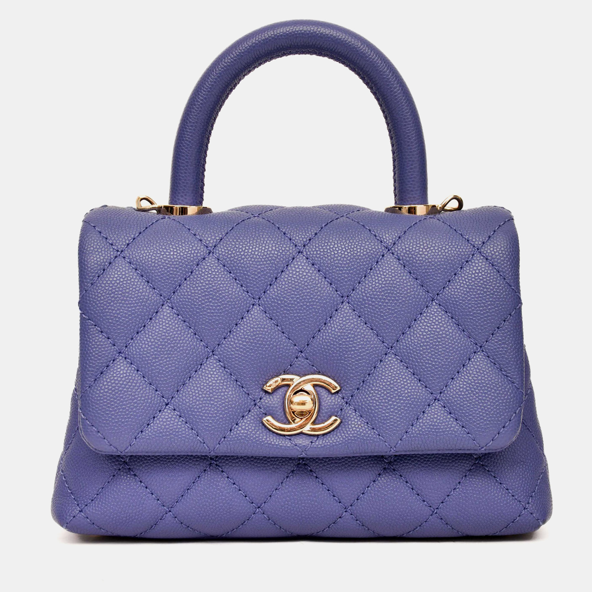 Chanel 2020 Purple Caviar Leather Mini Coco Top Handle
Chanel 2020 Purple Caviar Leather Mini Coco Top Handle