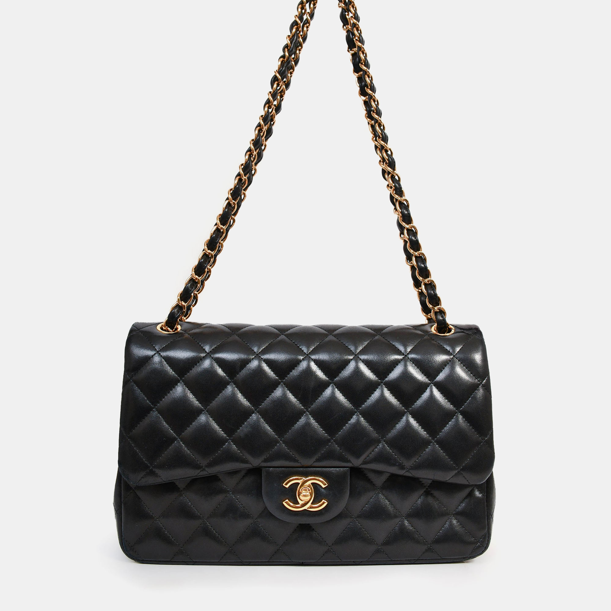 Chanel 2010-11 Black Lambskin Jumbo Double Flap GHW
Chanel 2010-11 Black Lambskin Jumbo Double Flap GHW