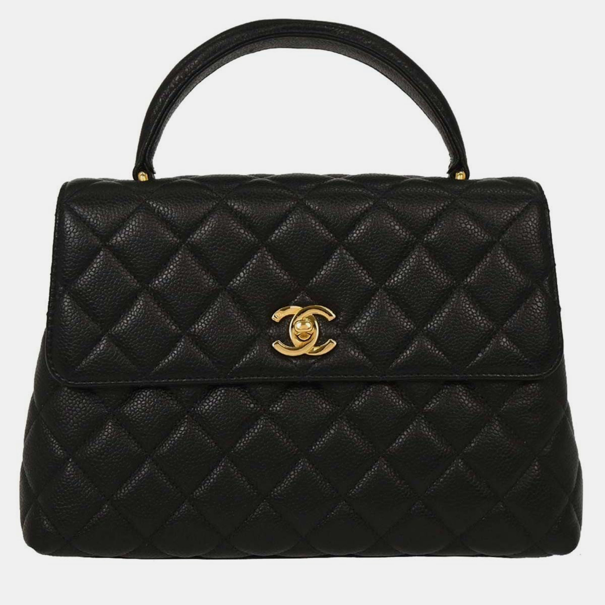 Chanel Black Calfskin Top Handle Handbag
Chanel Black Calfskin Top Handle Handbag