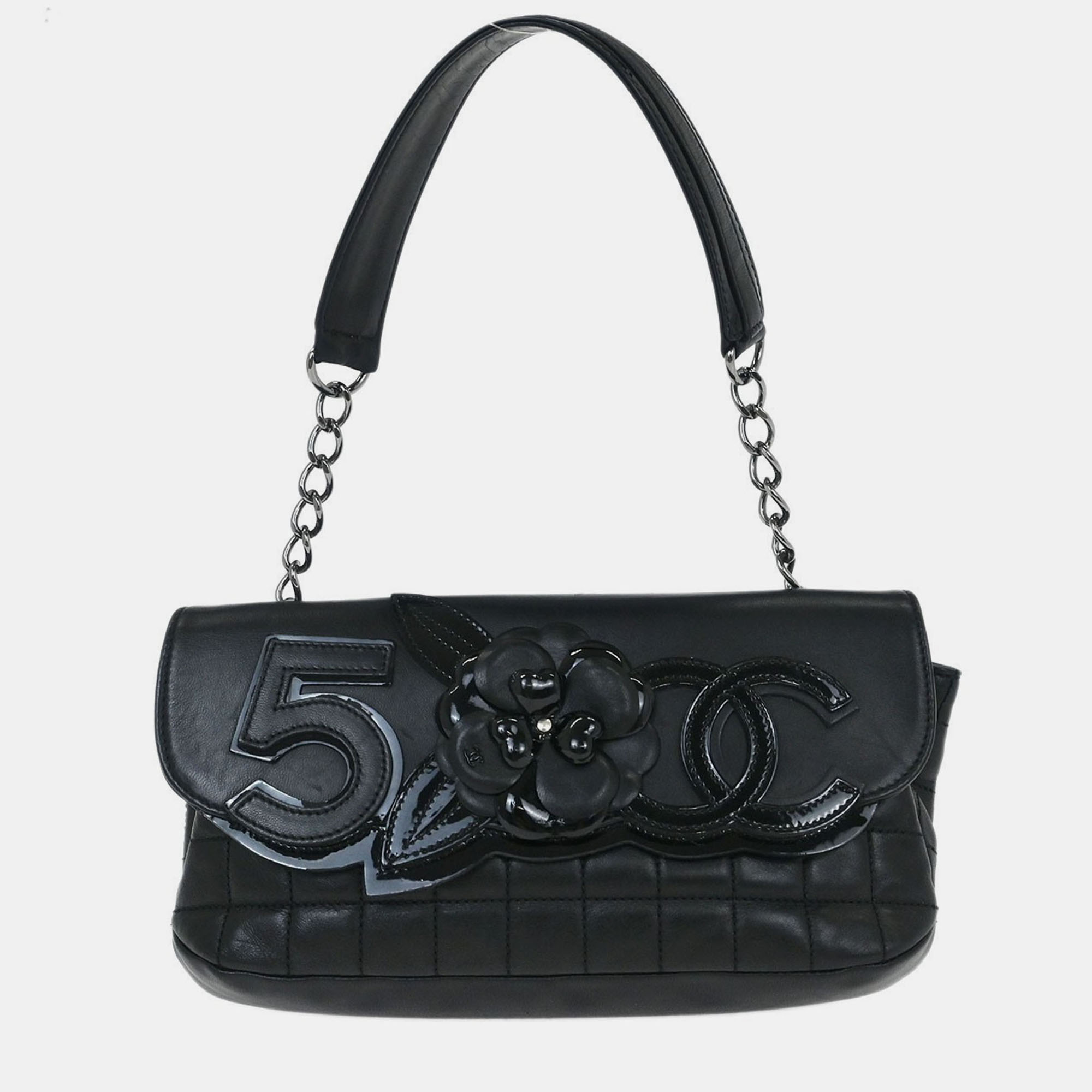Chanel Black Lambskin No.5 Choco Bar Shoulder Bag
Chanel Black Lambskin No.5 Choco Bar Shoulder Bag