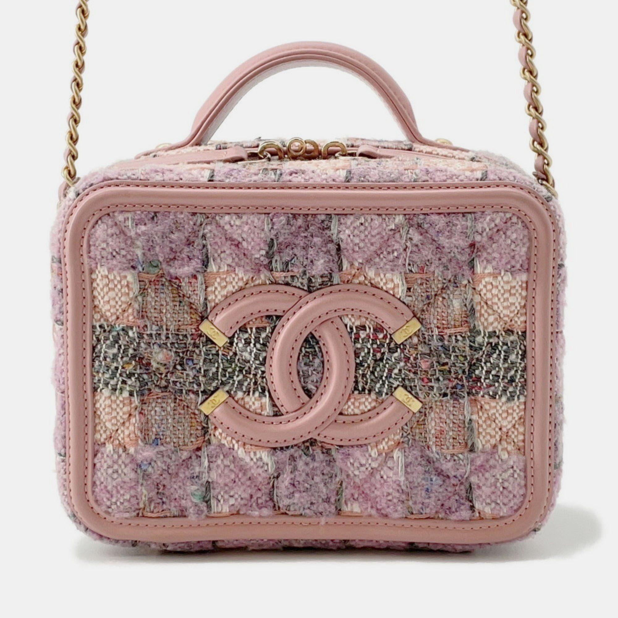 Chanel Cc Filigree Tweed Vanity Bag Small Chain Shoulder, Pink
Chanel Cc Filigree Tweed Vanity Bag Small Chain Shoulder, Pink