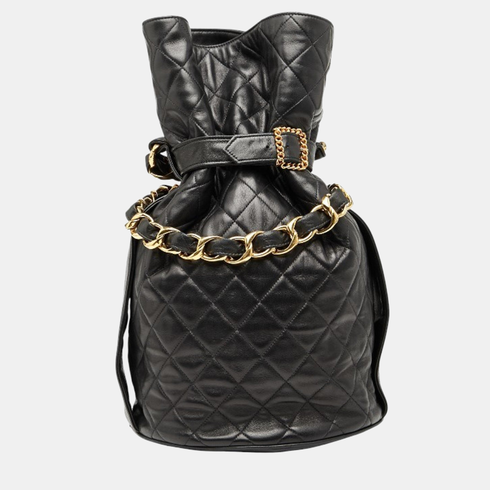 Chanel Coco Mark Matelasse Drawstring Chain Shoulder Bag In Black Lambskin
Chanel Coco Mark Matelasse Drawstring Chain Shoulder Bag In Black Lambskin