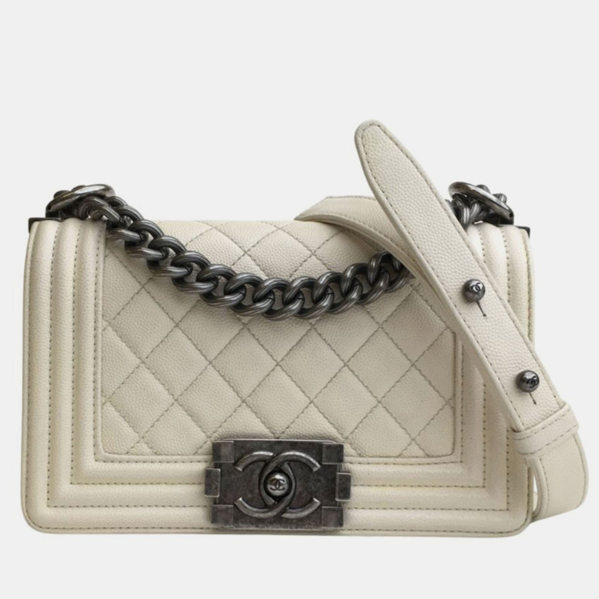 Chanel Small Ivory Caviar Boy Bag, Beige
Chanel Small Ivory Caviar Boy Bag, Beige