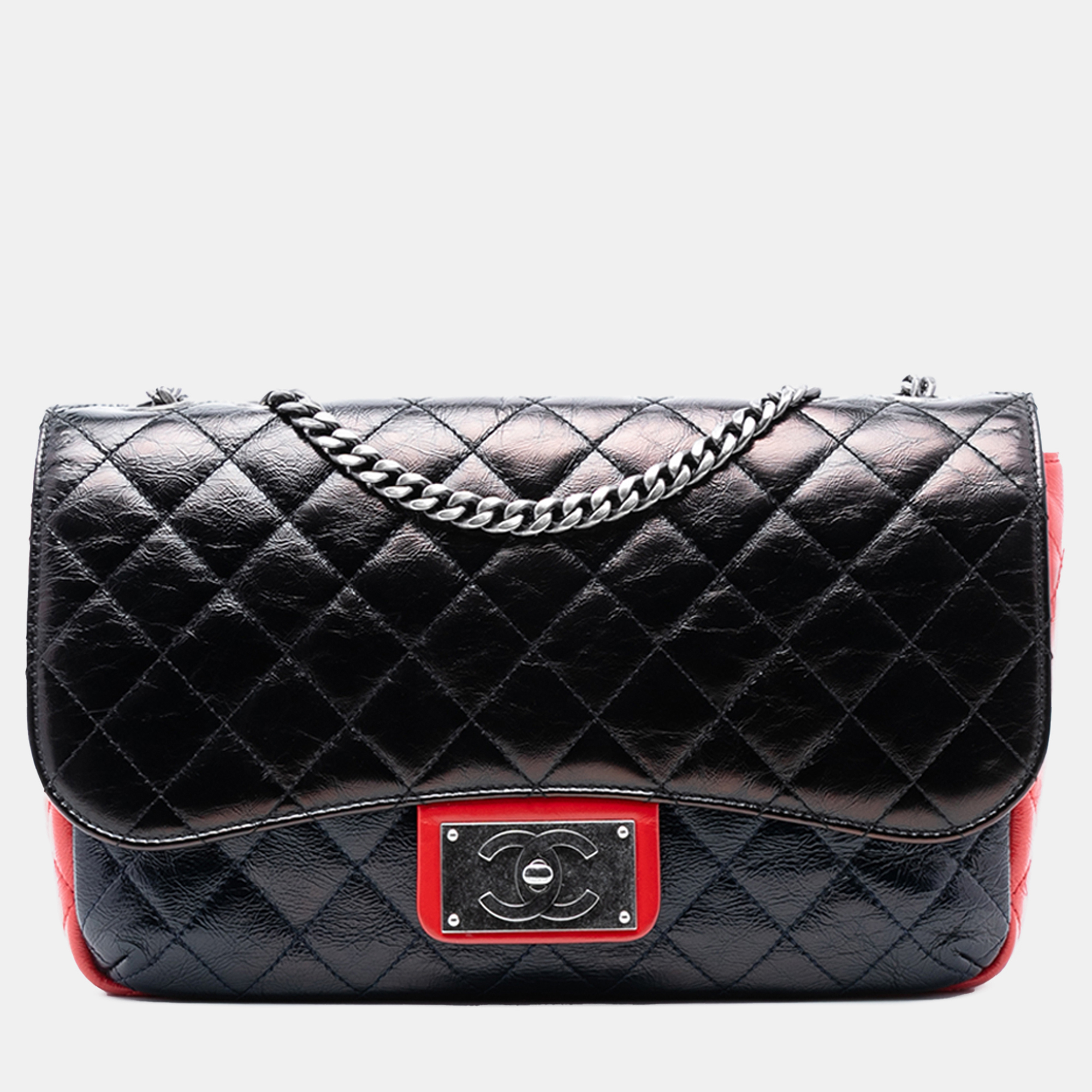 Chanel Black/Red Large Tricolor Quilted Glazed Calfskin CC Plate Flap
Chanel Black/Red Large Tricolor Quilted Glazed Calfskin CC Plate Flap