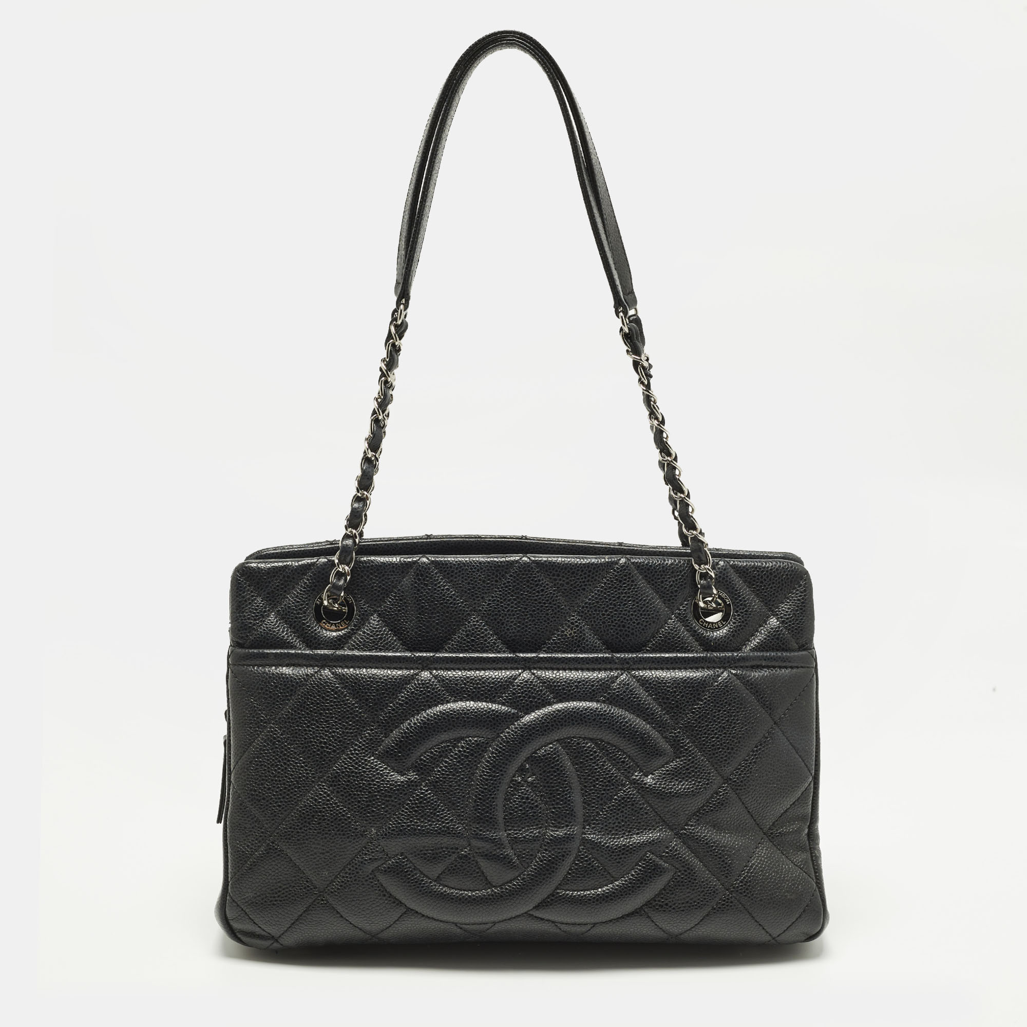 Chanel CC Timeless Black Caviar Quilted Leather Shopper Tote
Chanel CC Timeless Black Caviar Quilted Leather Shopper Tote