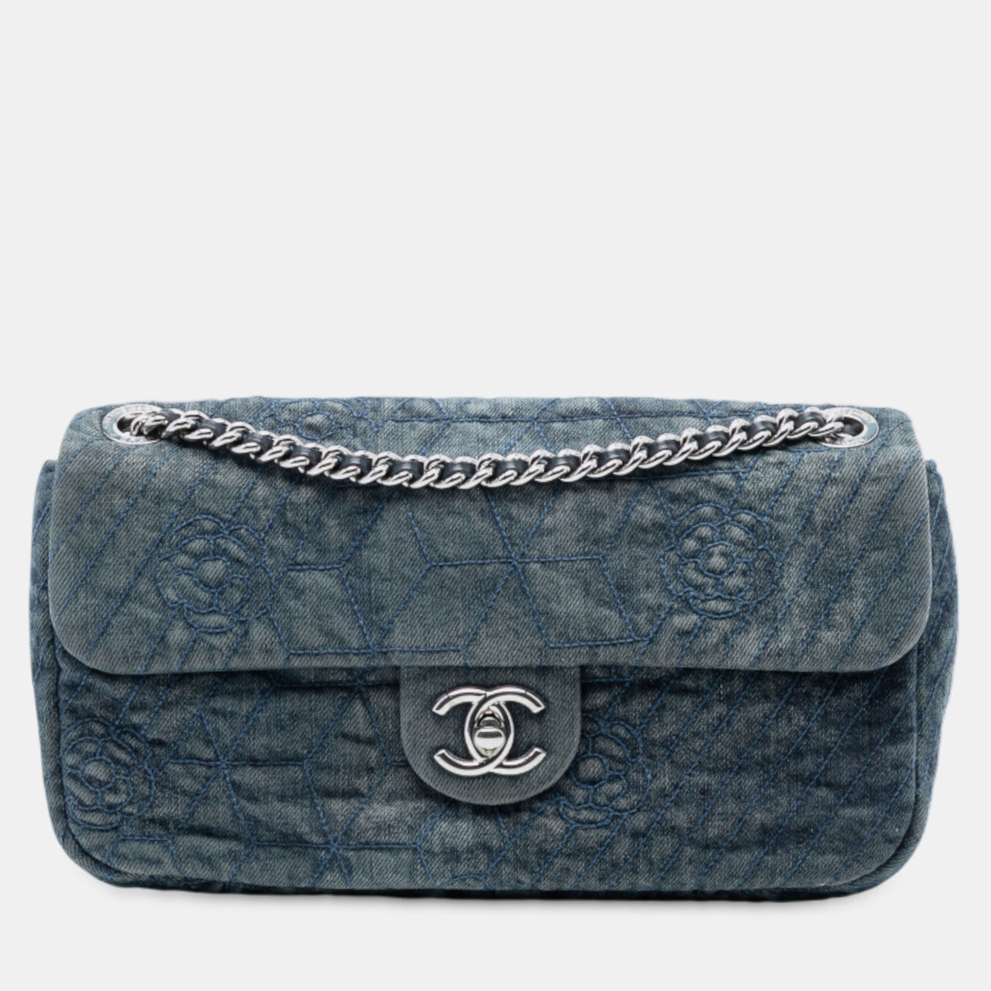 Chanel Blue Medium Embroidered Denim Camellia Flap
Chanel Blue Medium Embroidered Denim Camellia Flap