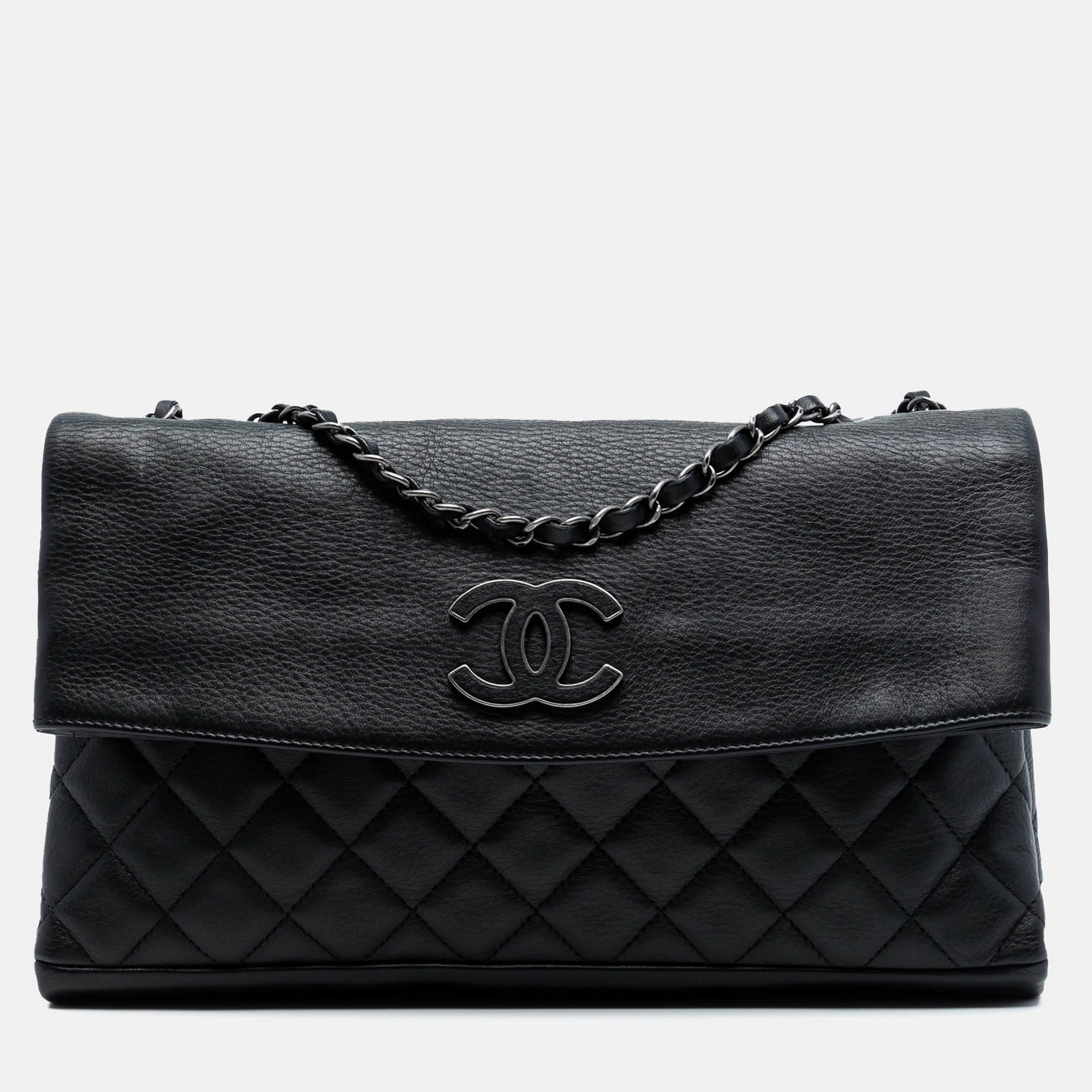 CC Quilted Calfskin Hamptons Foldover Flap, Black
CC Quilted Calfskin Hamptons Foldover Flap, Black