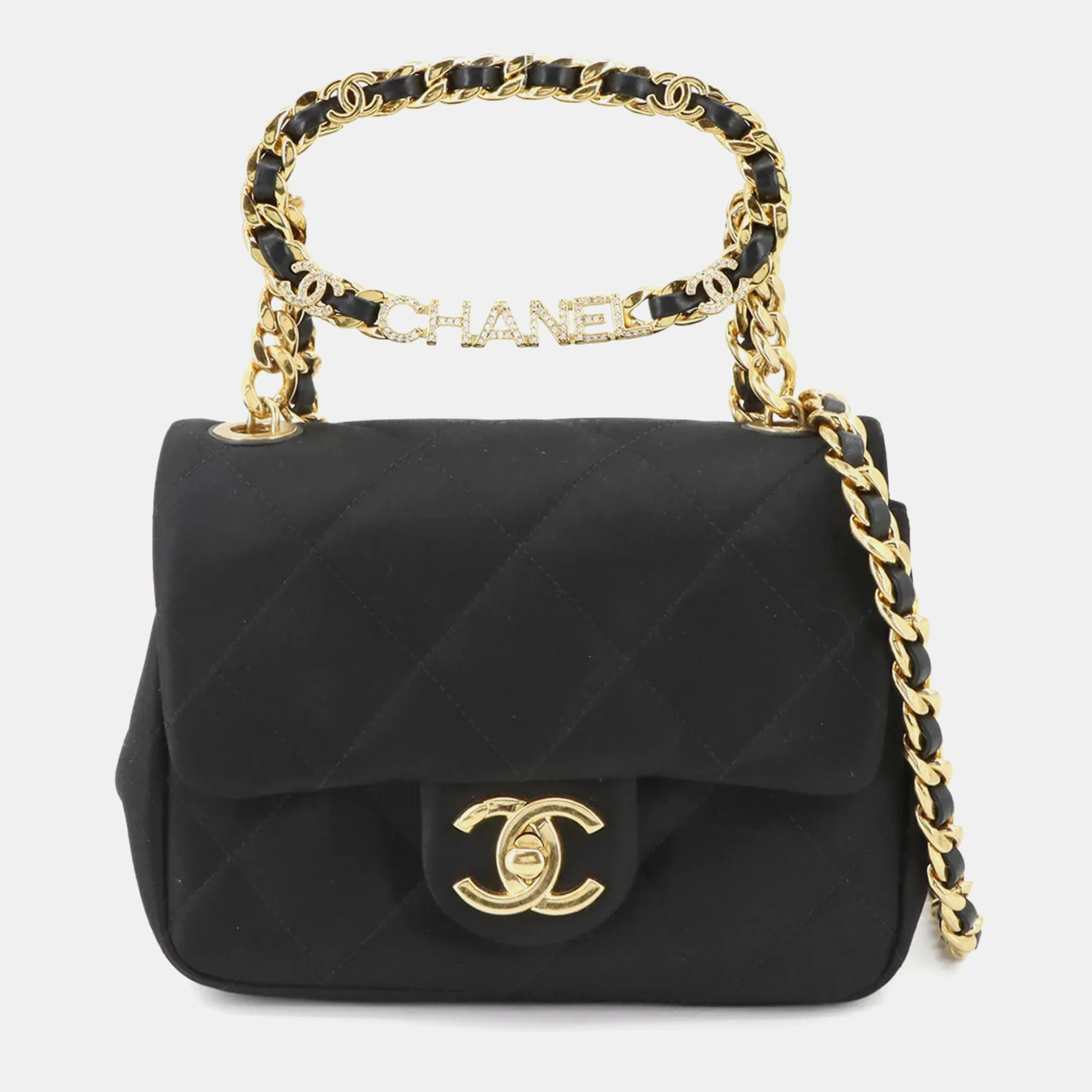 Chanel Mini Matelasse Chain Shoulder Bag In Black Satin
Chanel Mini Matelasse Chain Shoulder Bag In Black Satin