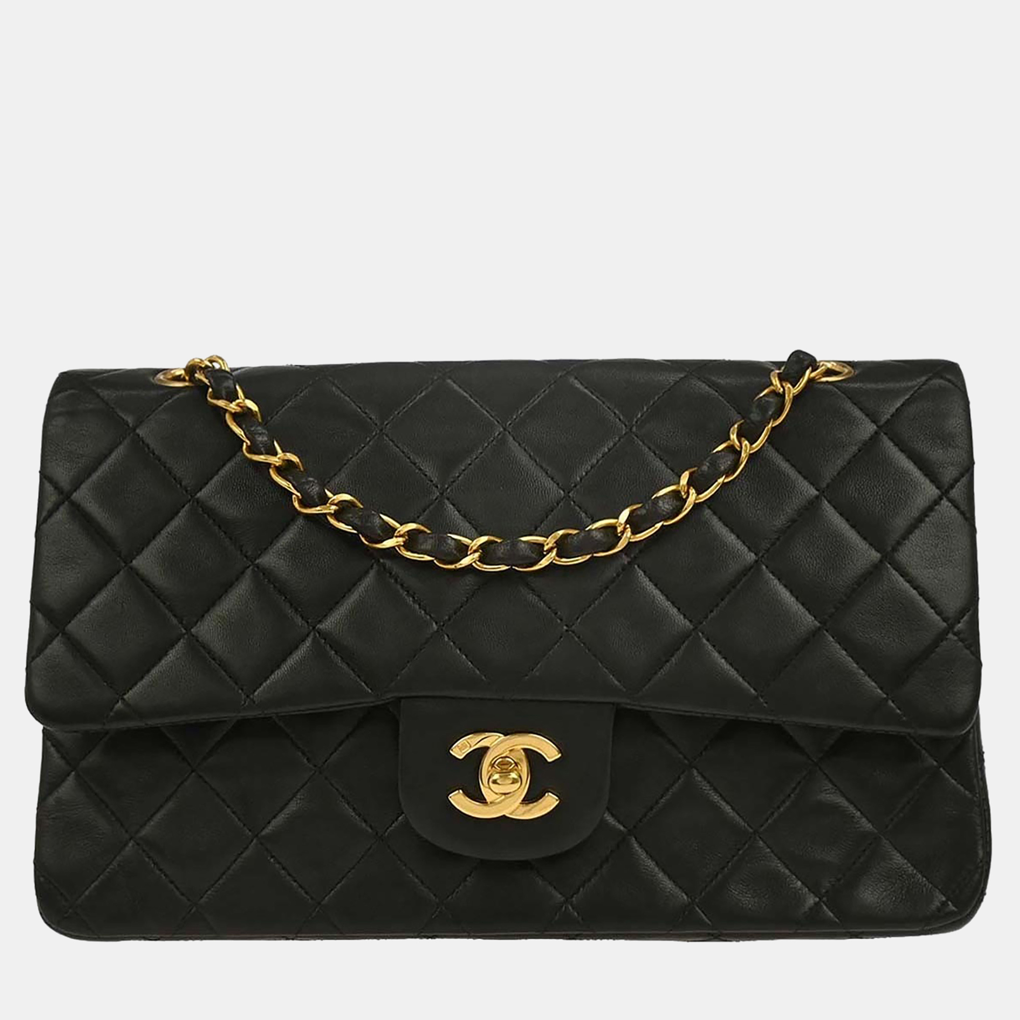 Chanel Black Lambskin Medium Classic Double Flap Shoulder Bag
Chanel Black Lambskin Medium Classic Double Flap Shoulder Bag
