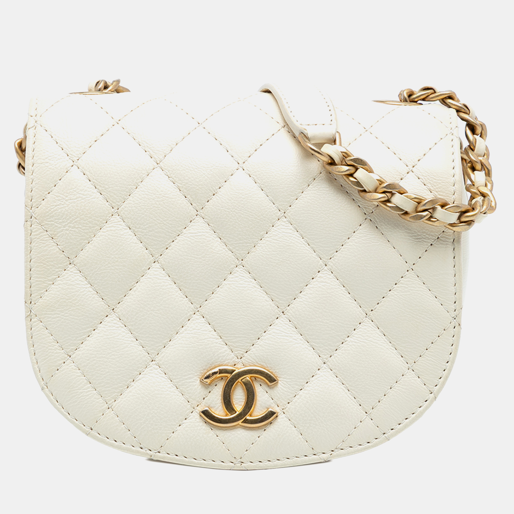 Chanel White Small CC Quilted Calfskin Messenger Flap
Chanel White Small CC Quilted Calfskin Messenger Flap