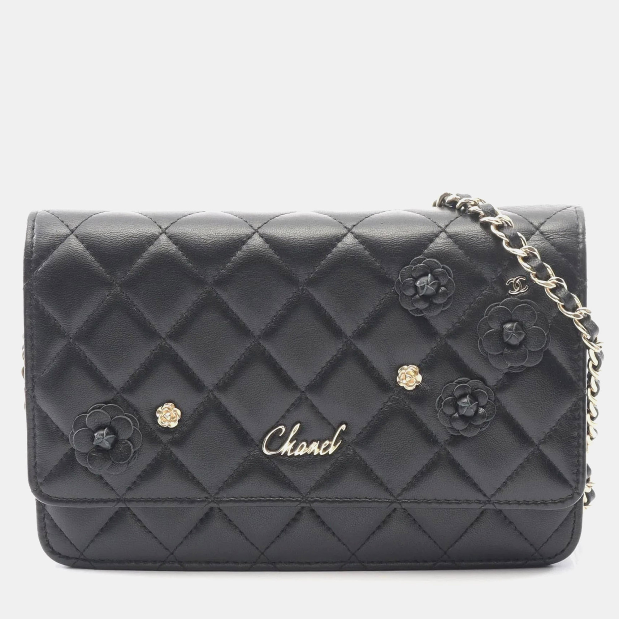 Chanel Matelasse Camellia Black Lambskin Leather Shoulder Bag
Chanel Matelasse Camellia Black Lambskin Leather Shoulder Bag